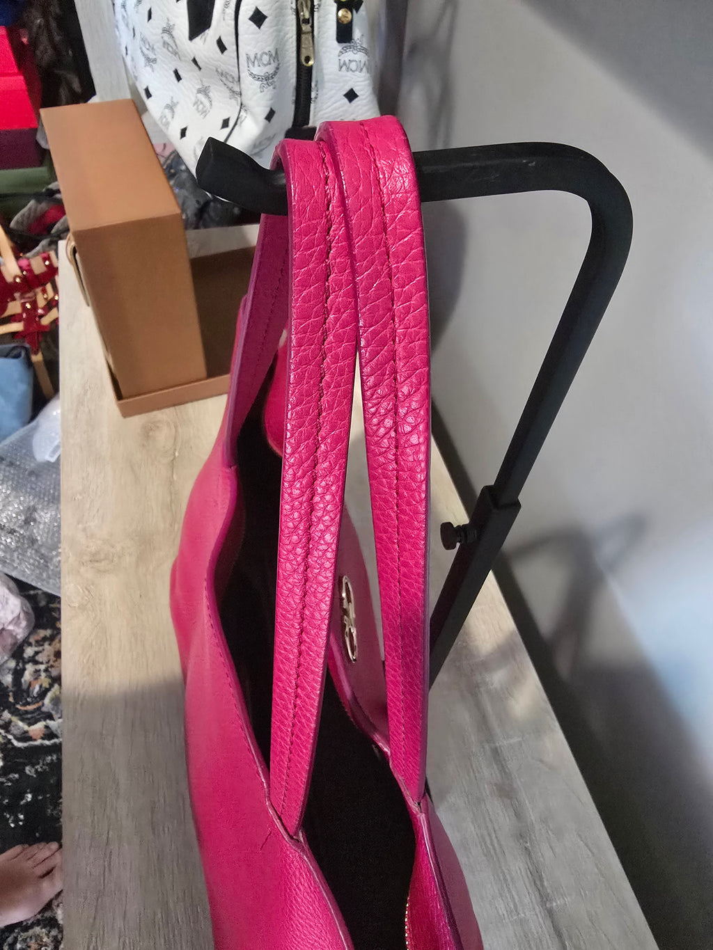 Salvatore Ferragamo Pebbled Calfskin Leather Tote — Pink
