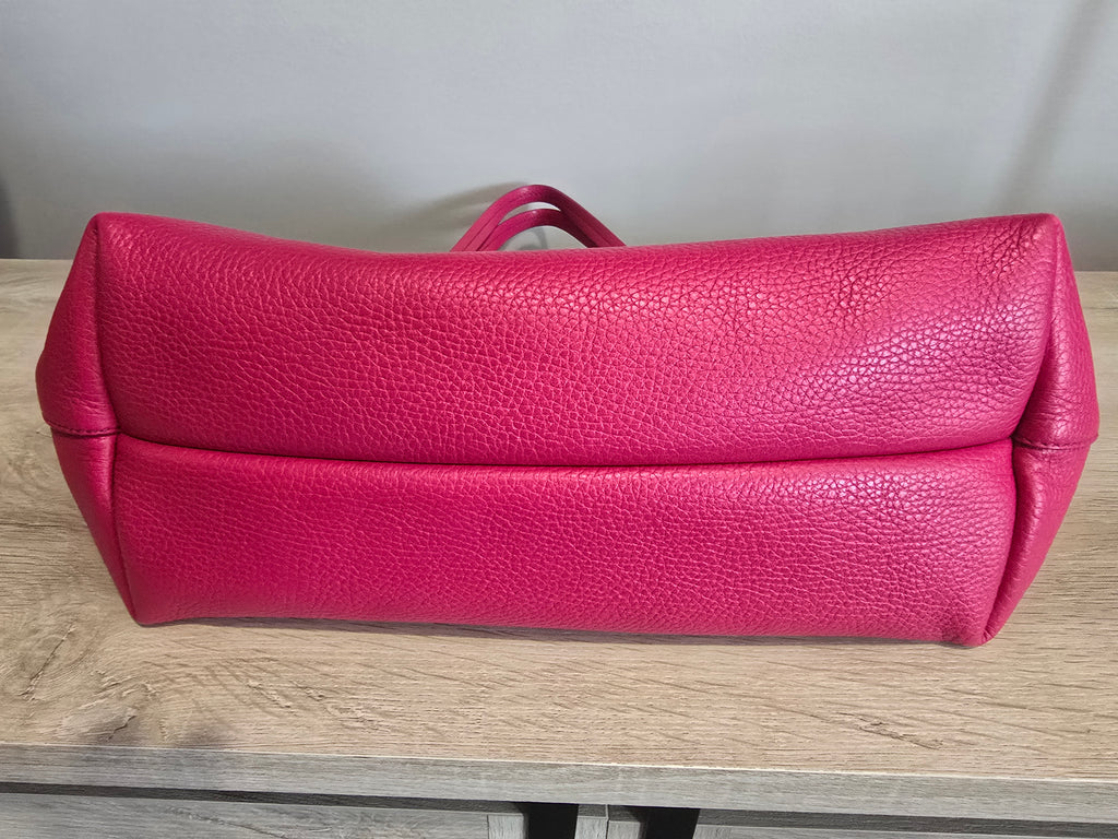 Salvatore Ferragamo Pebbled Calfskin Leather Tote — Pink