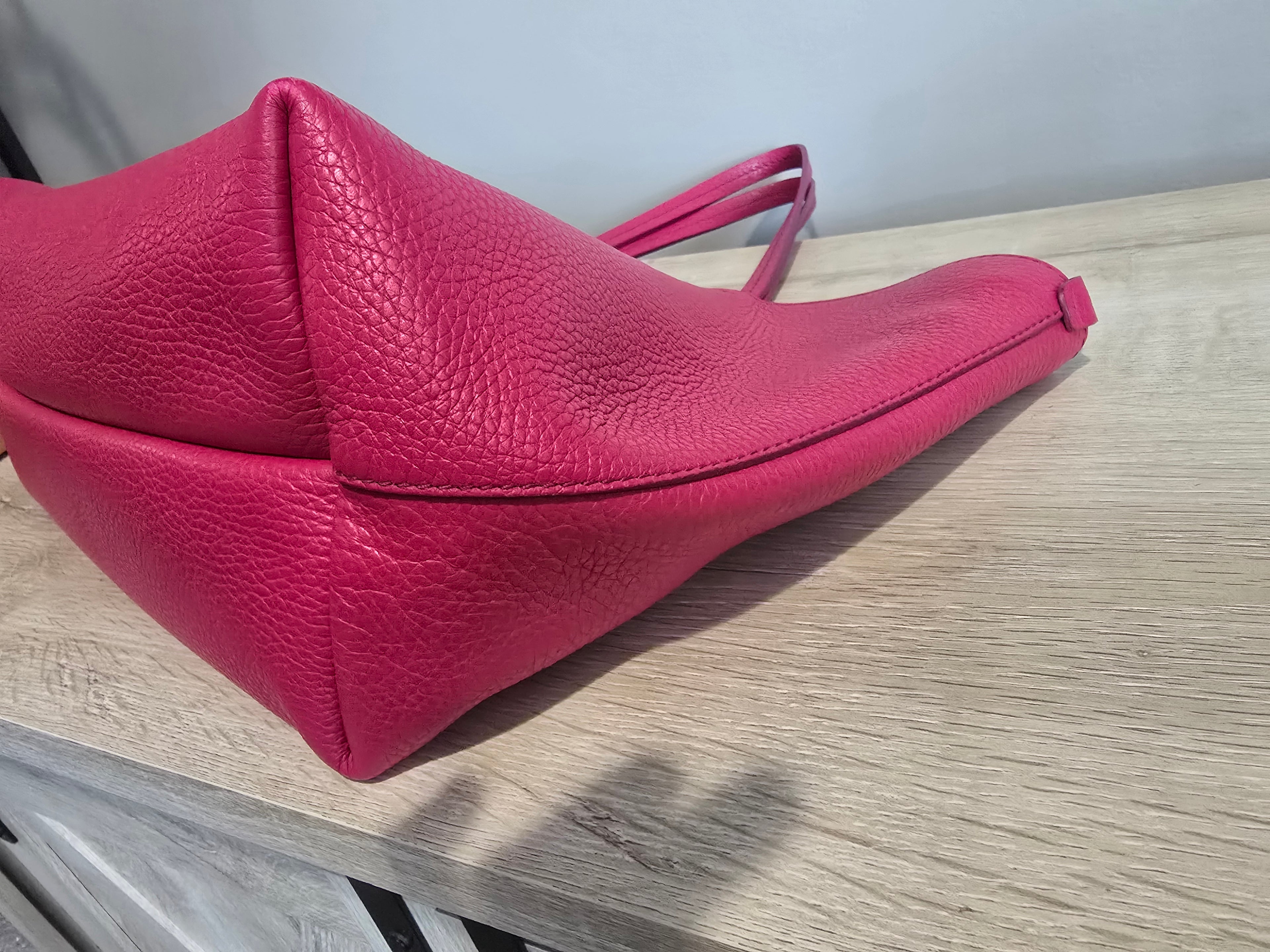 Salvatore Ferragamo Pebbled Calfskin Leather Tote — Pink
