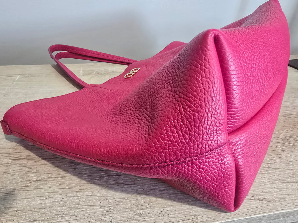 Salvatore Ferragamo Pebbled Calfskin Leather Tote — Pink