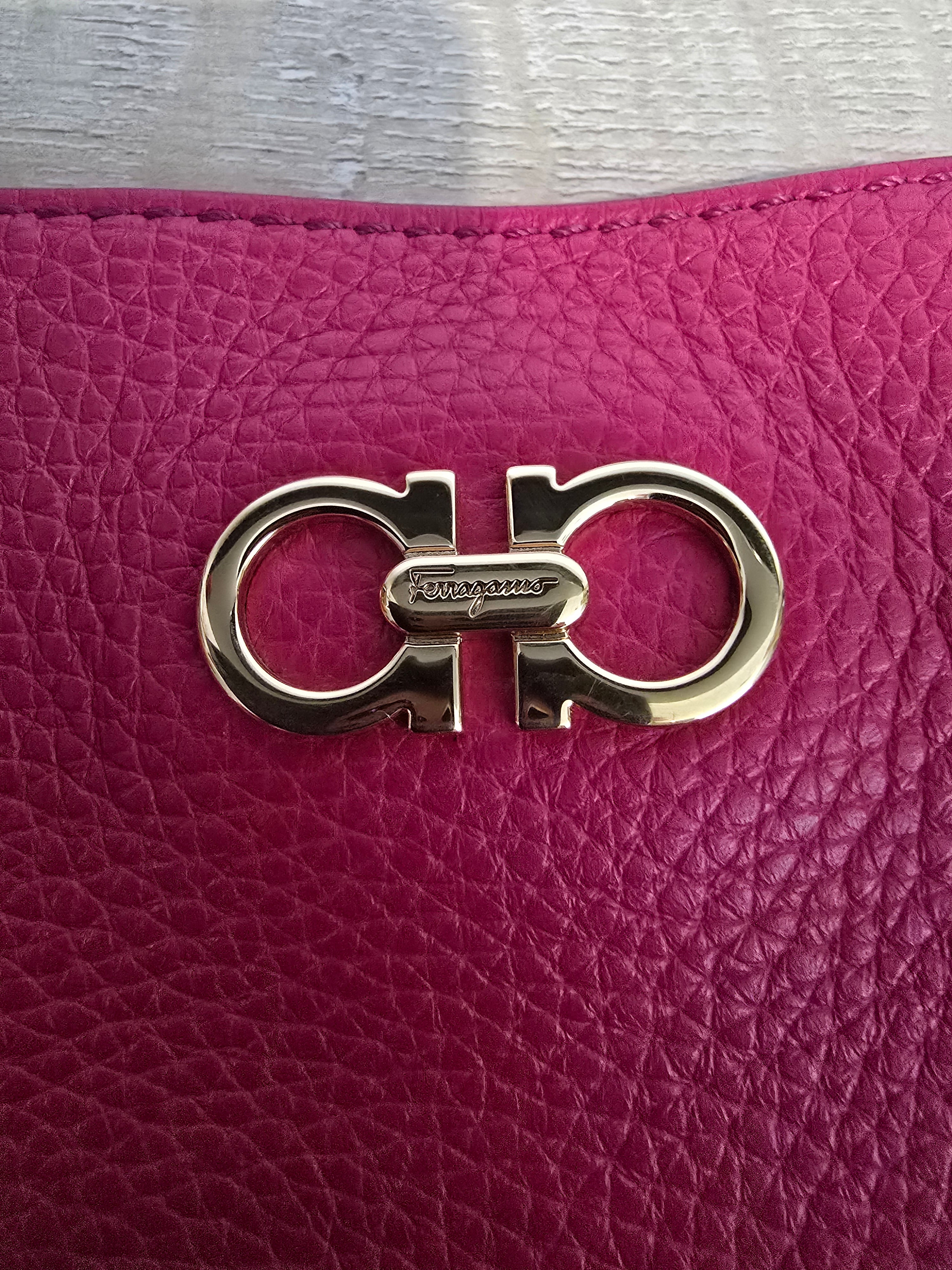 Salvatore Ferragamo Pebbled Calfskin Leather Tote — Pink