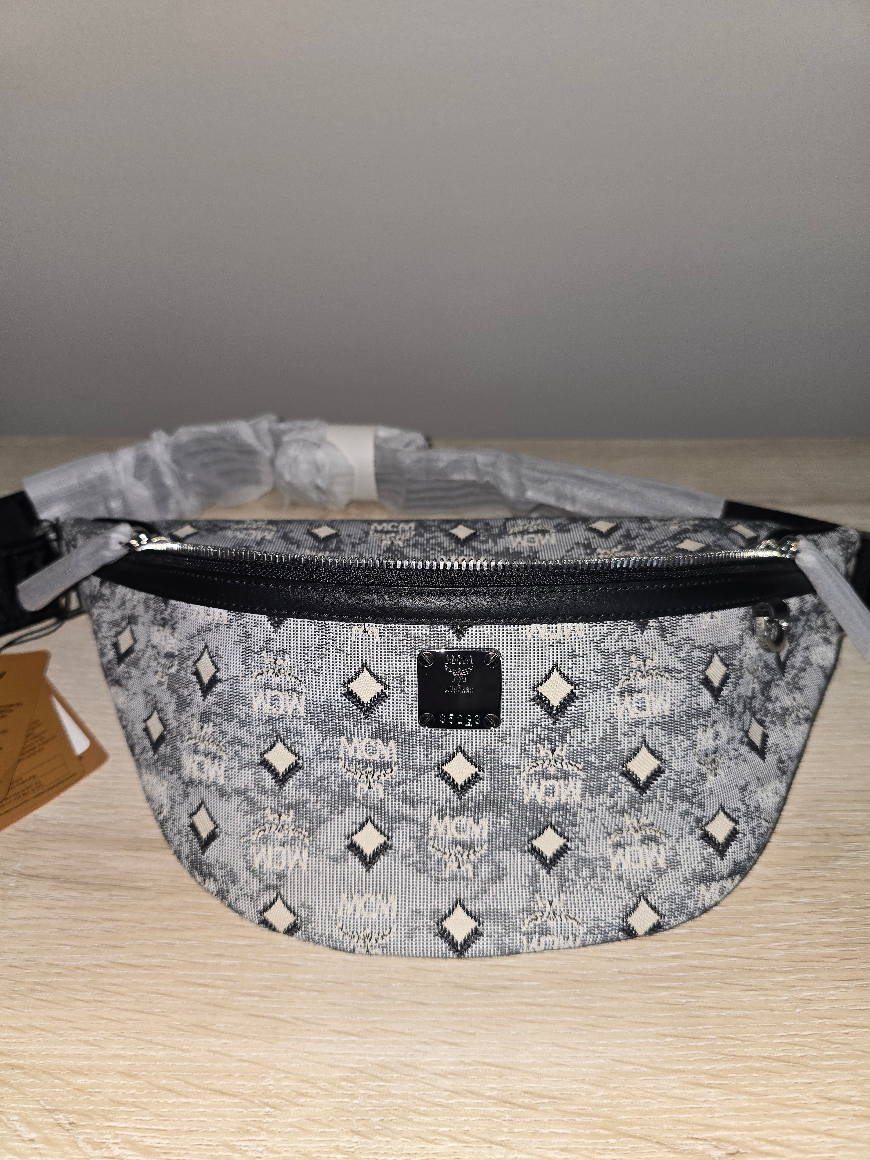 MCM Fursten Belt Bag — Grey & Black