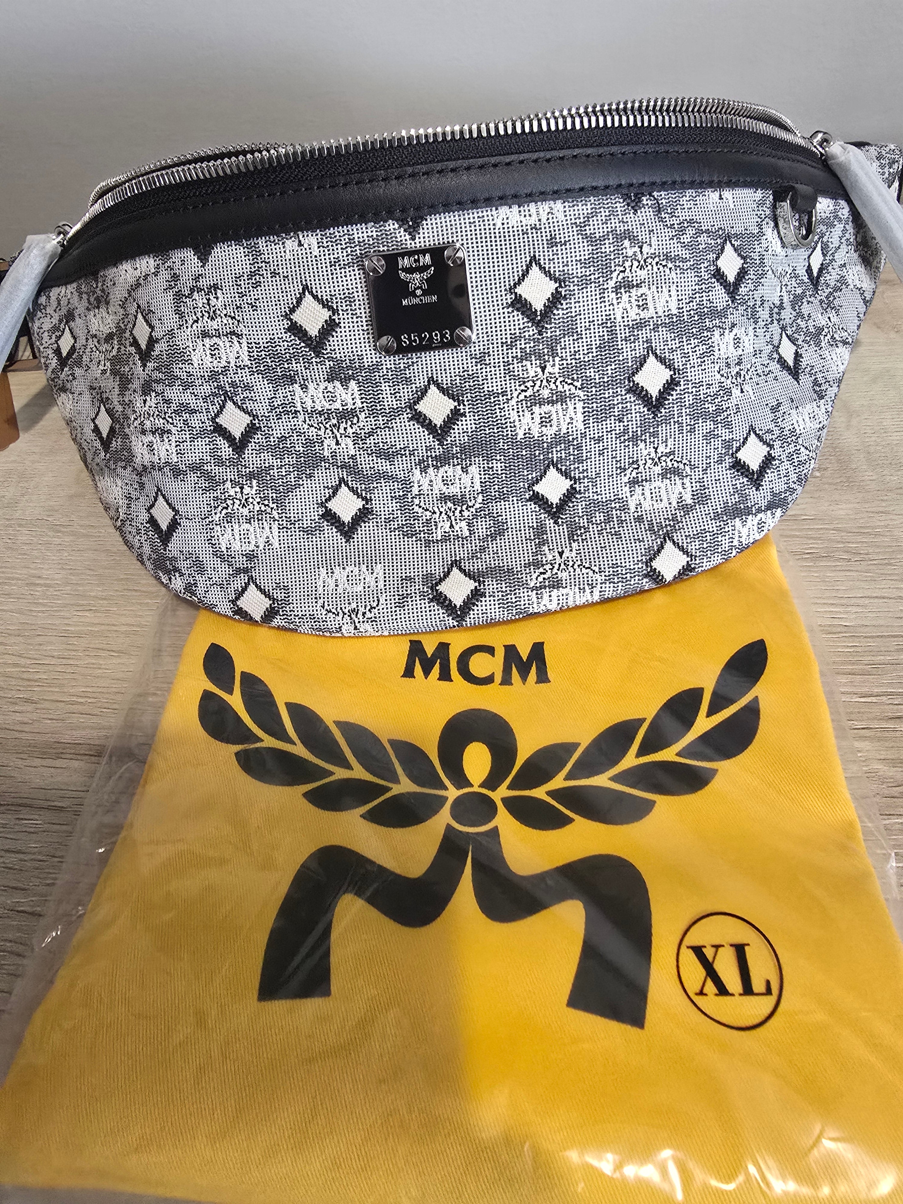 MCM Fursten Belt Bag — Grey & Black