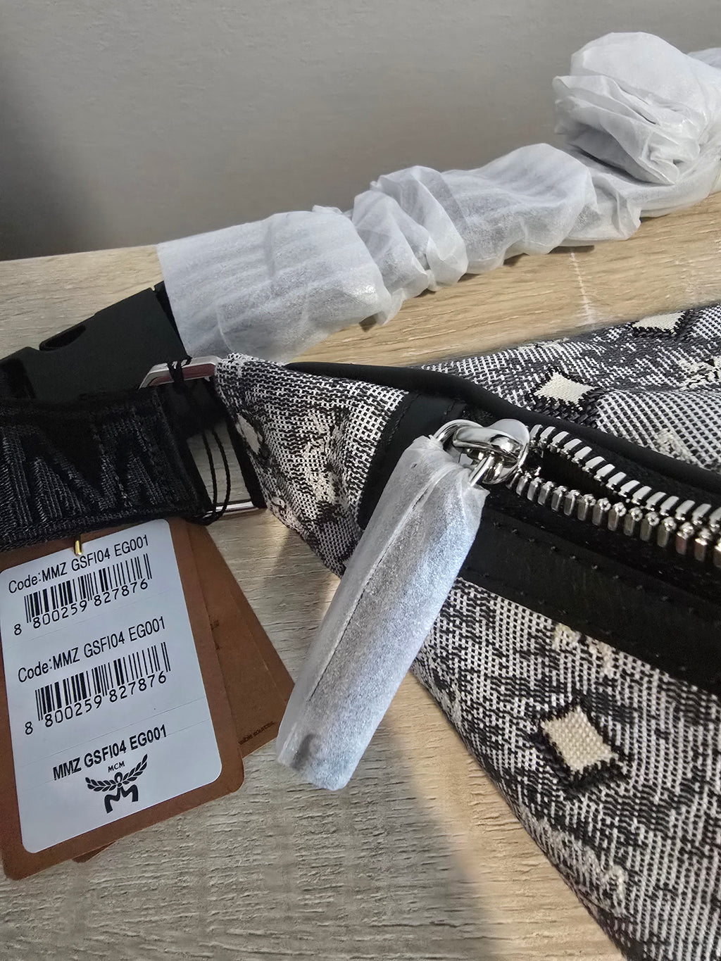 MCM Fursten Belt Bag — Grey & Black
