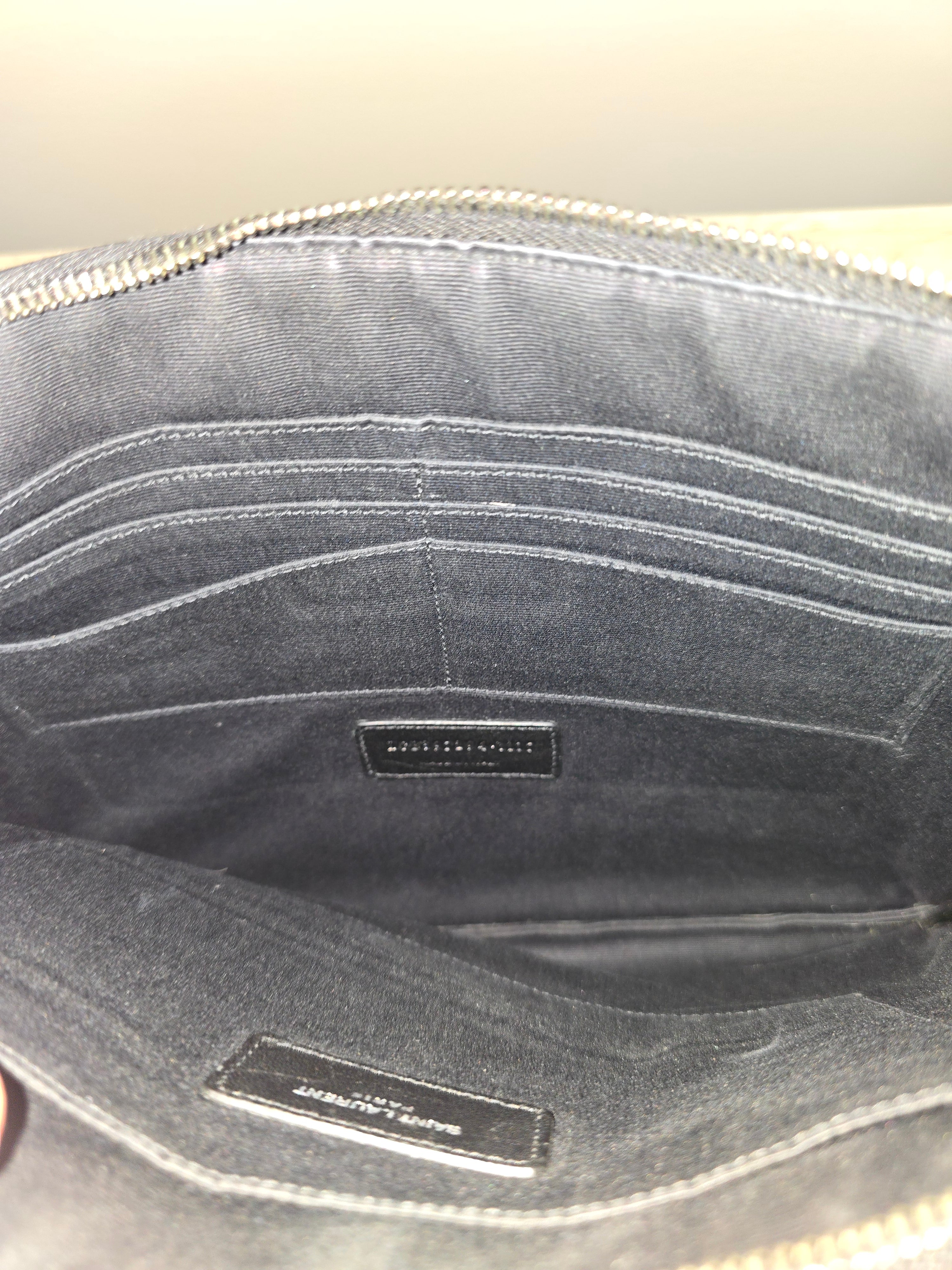 Saint Laurent Black Caviar Leather Clutch