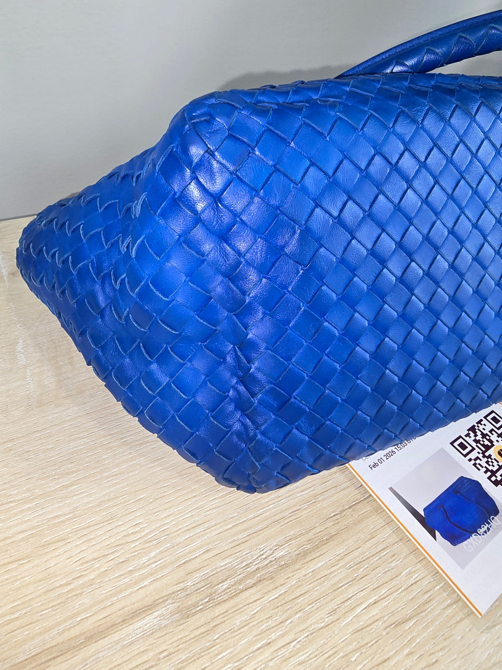 Bottega Veneta Blue Intrecciato Woven Leather Brick Tote