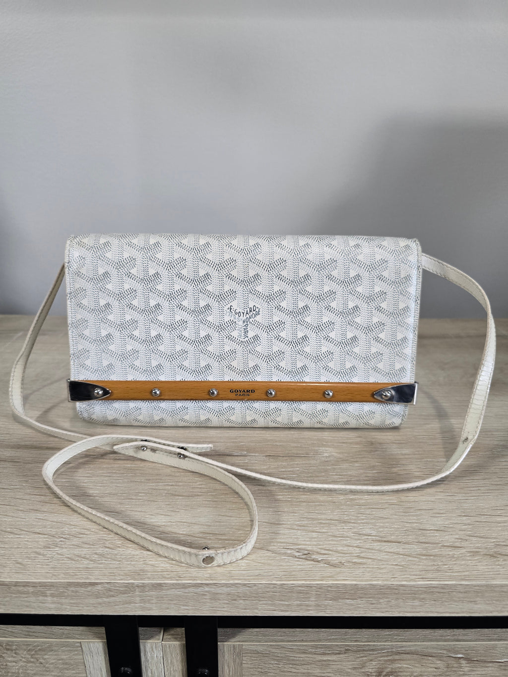 Goyard Goyardine Monte Carlo Bois Clutch White