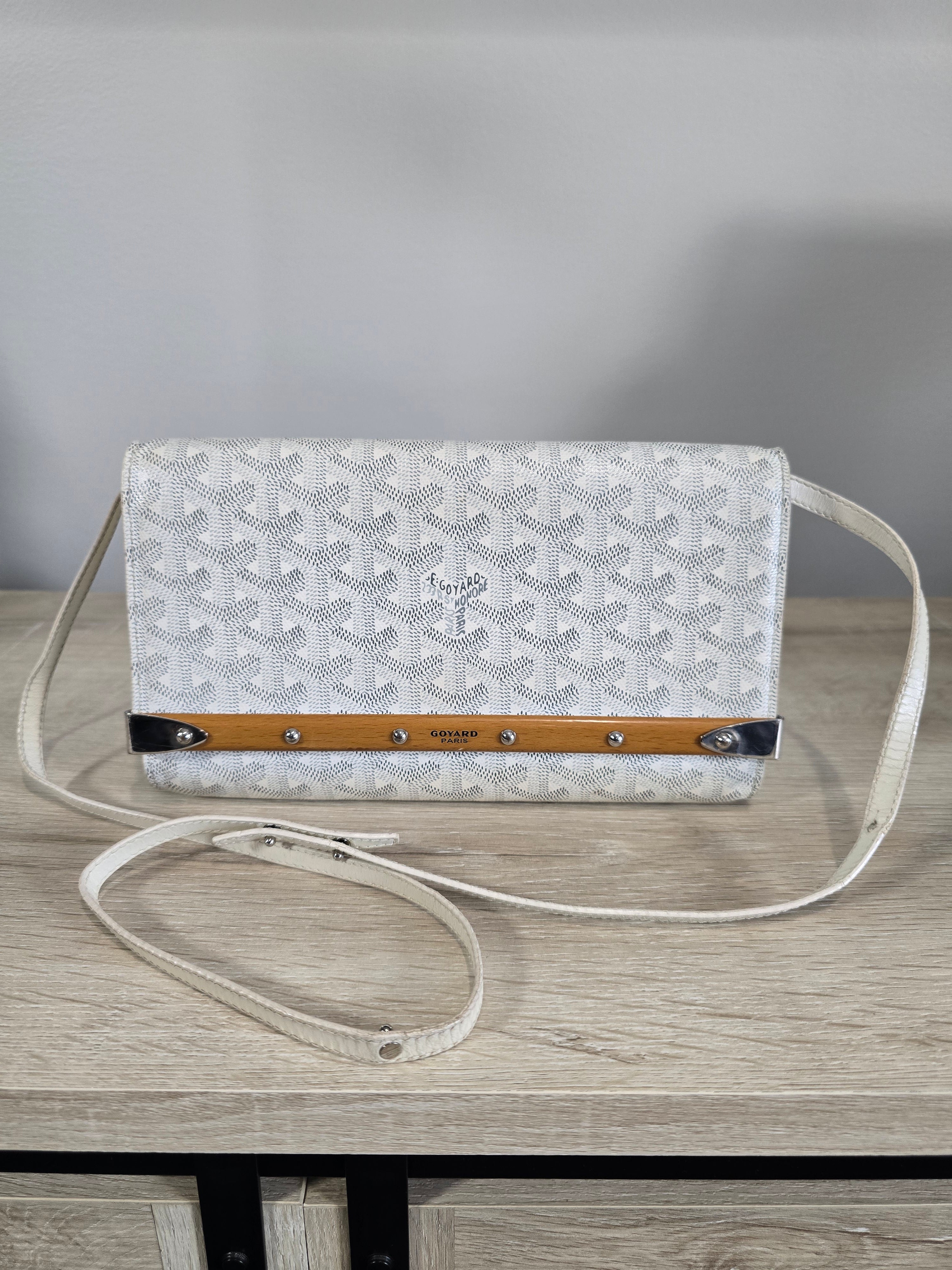 Goyard Goyardine Monte Carlo Bois Clutch White