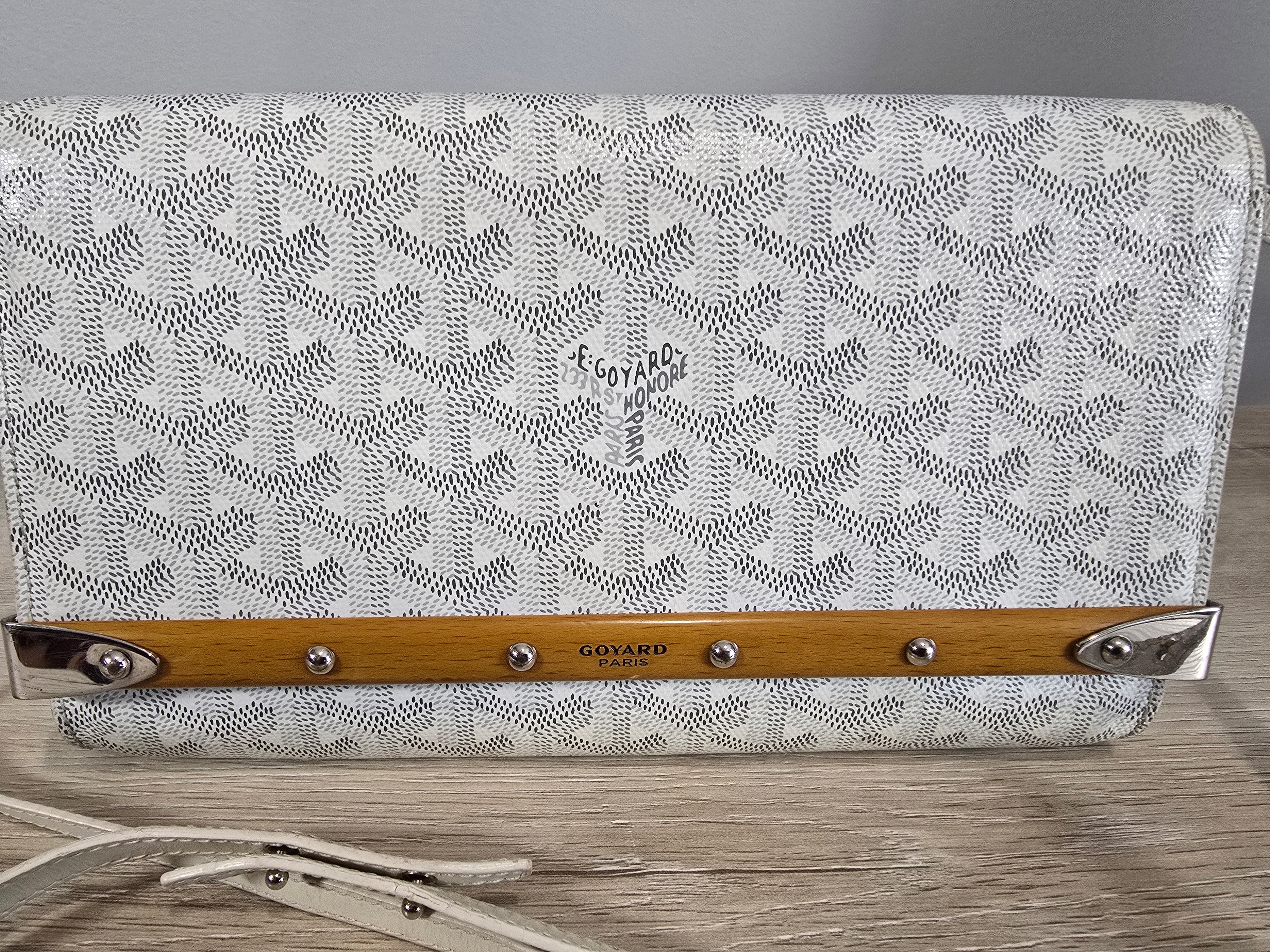 Goyard Goyardine Monte Carlo Bois Clutch White