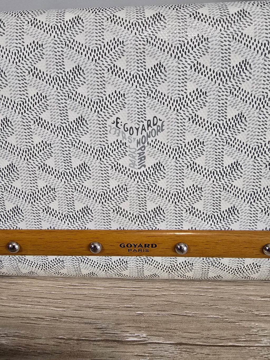 Goyard Goyardine Monte Carlo Bois Clutch White