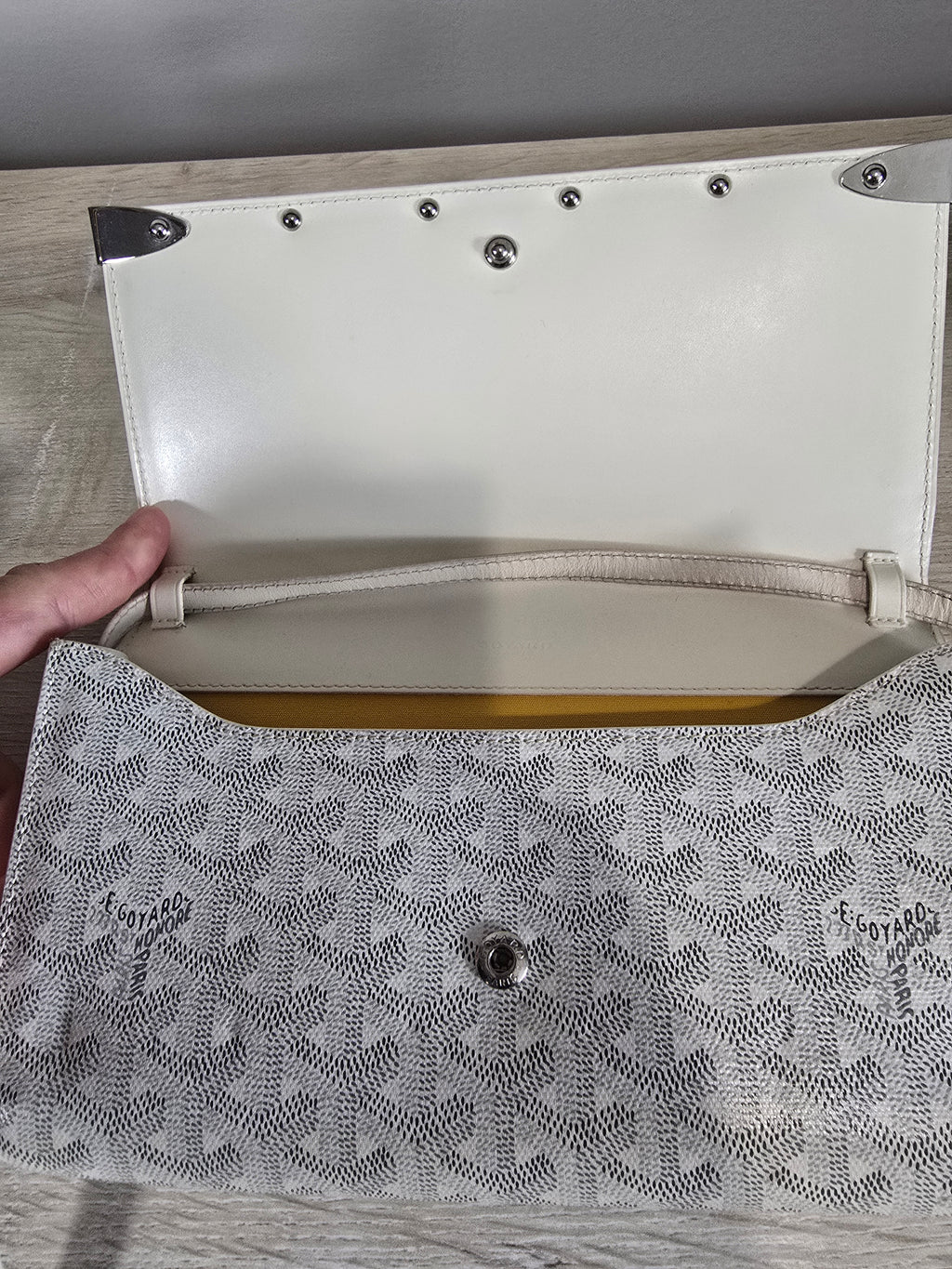 Goyard Goyardine Monte Carlo Bois Clutch White