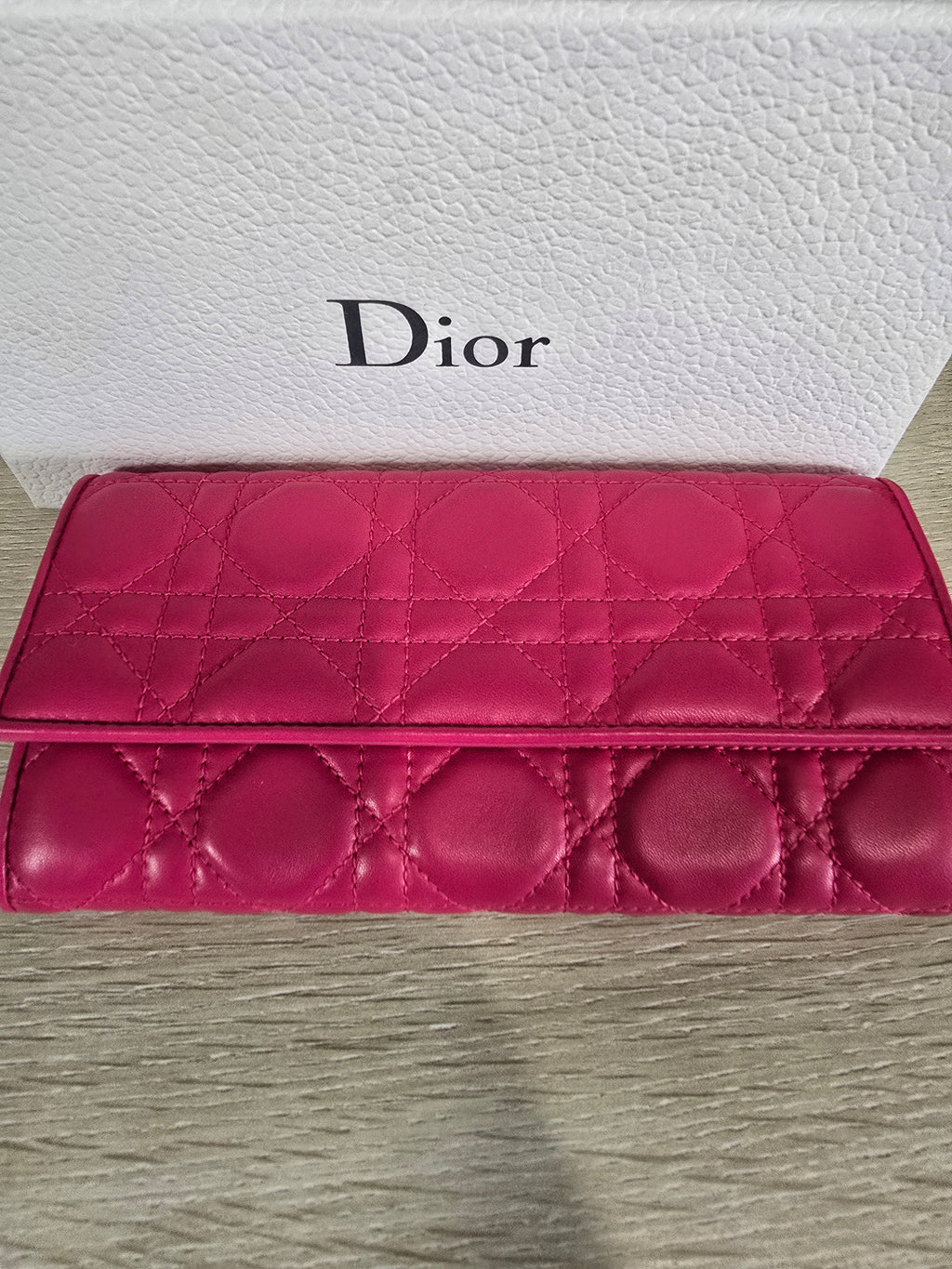 Christian Dior Miss Dior Wallet on Chain Fuchsia Cannage Quilted Leather