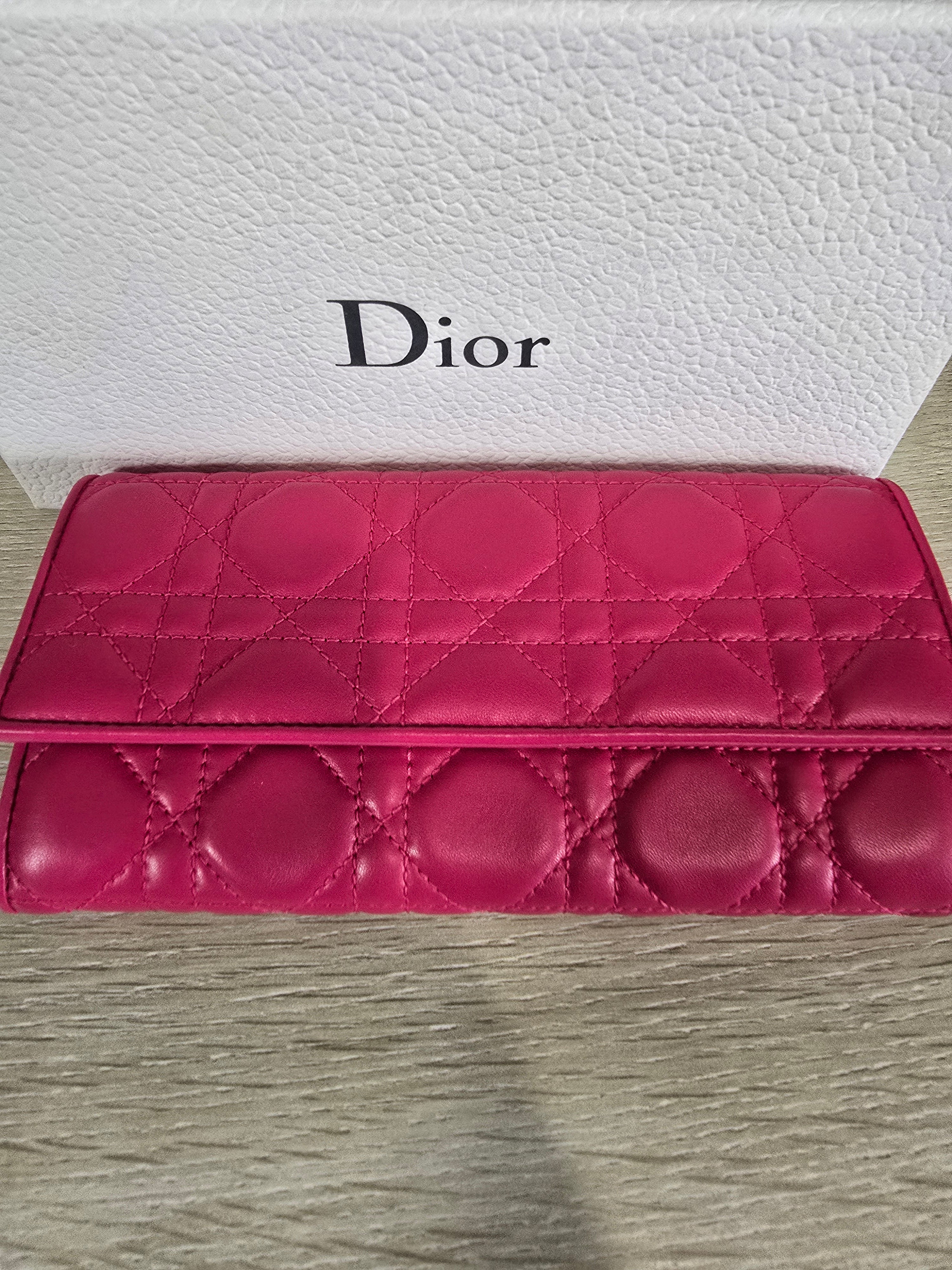 Christian Dior Miss Dior Wallet on Chain Fuchsia Cannage Quilted Leather