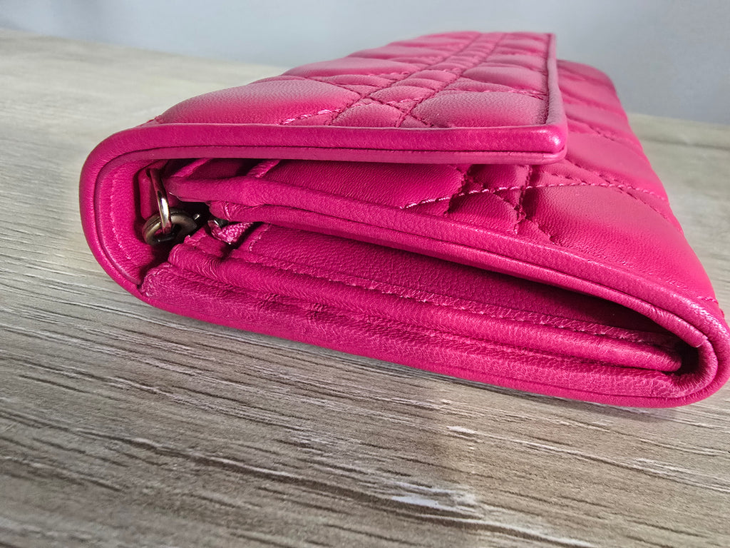 Christian Dior Miss Dior Wallet on Chain Fuchsia Cannage Quilted Leather