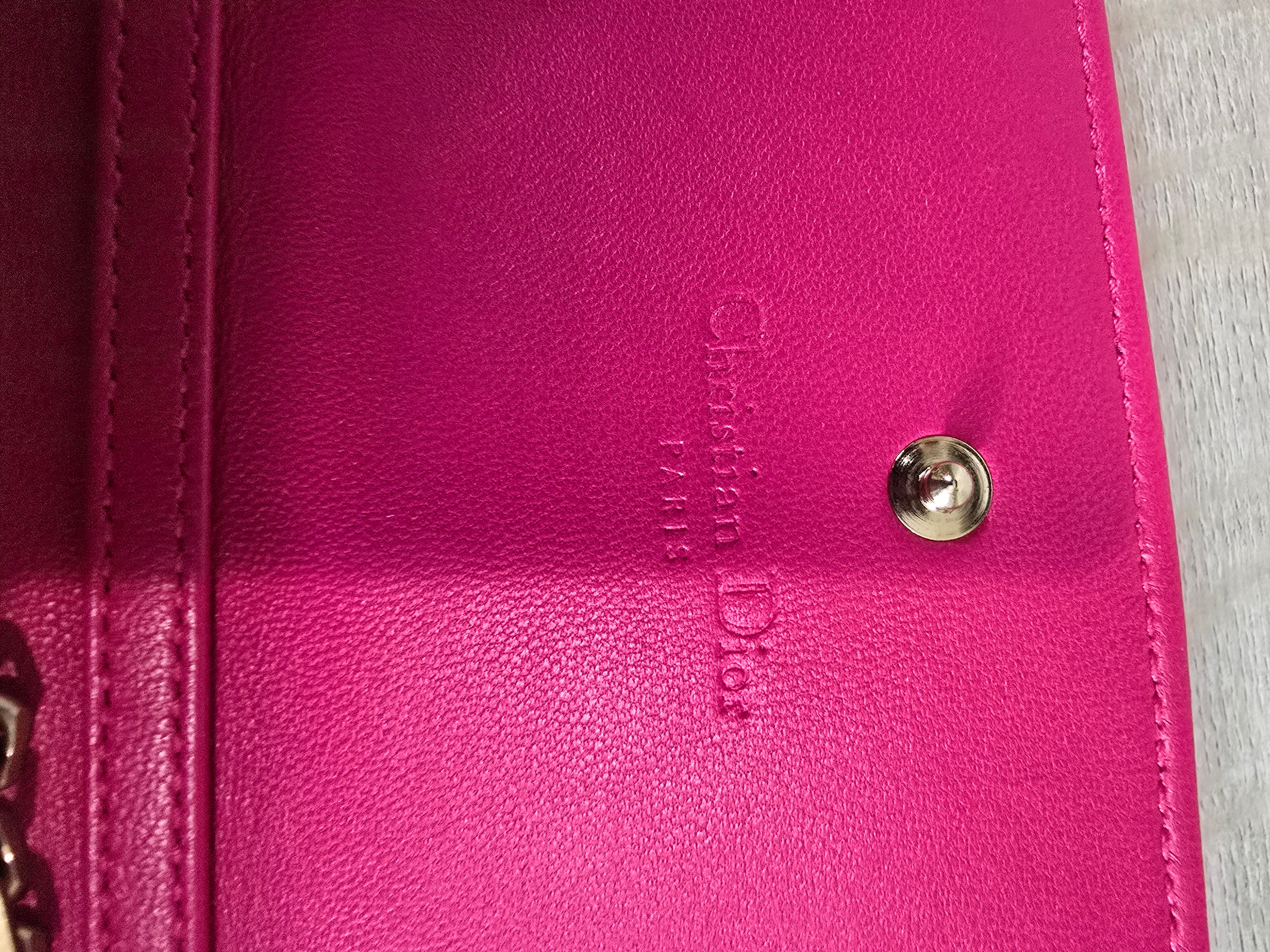 Christian Dior Miss Dior Wallet on Chain Fuchsia Cannage Quilted Leather