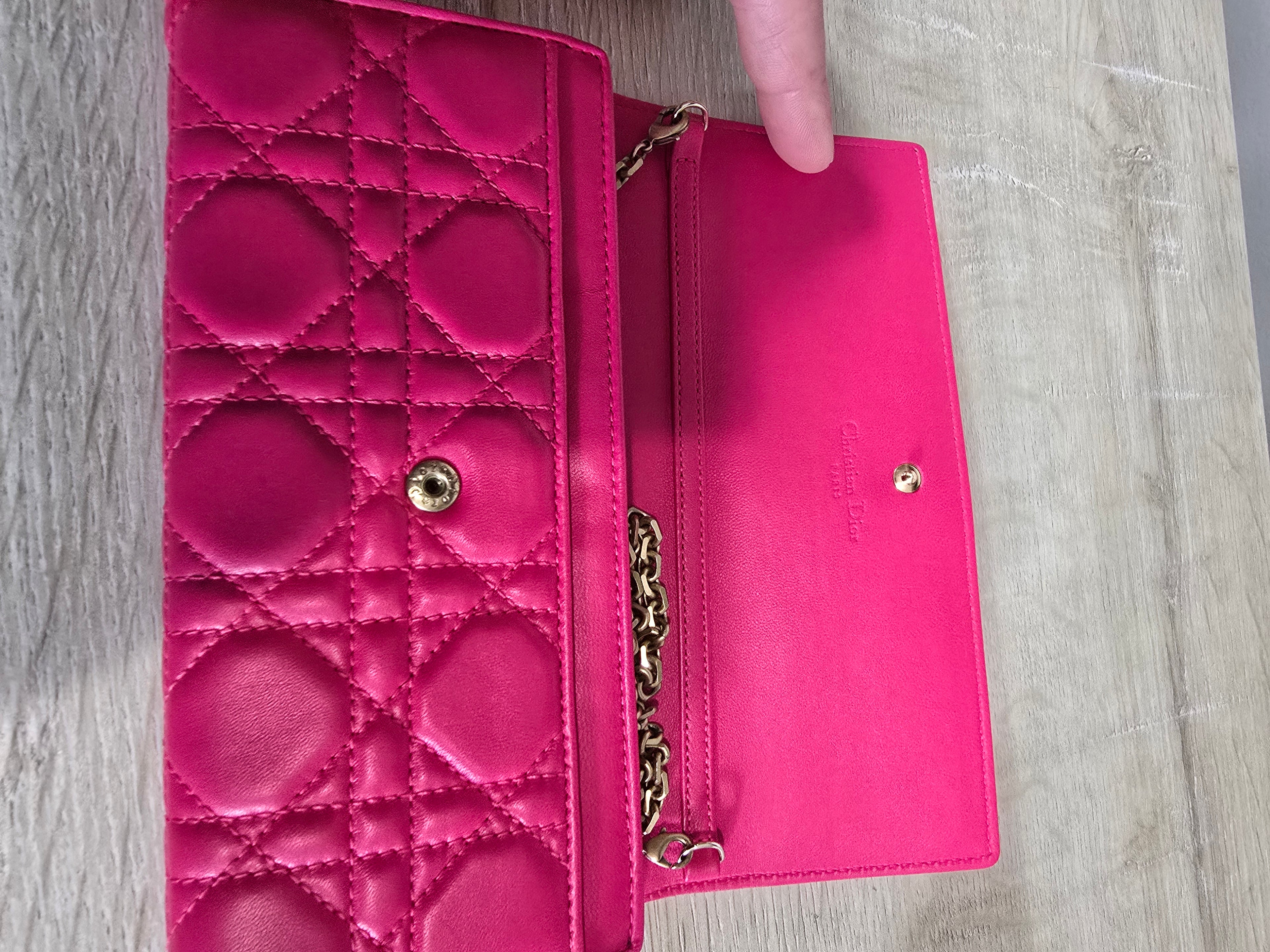 Christian Dior Miss Dior Wallet on Chain Fuchsia Cannage Quilted Leather