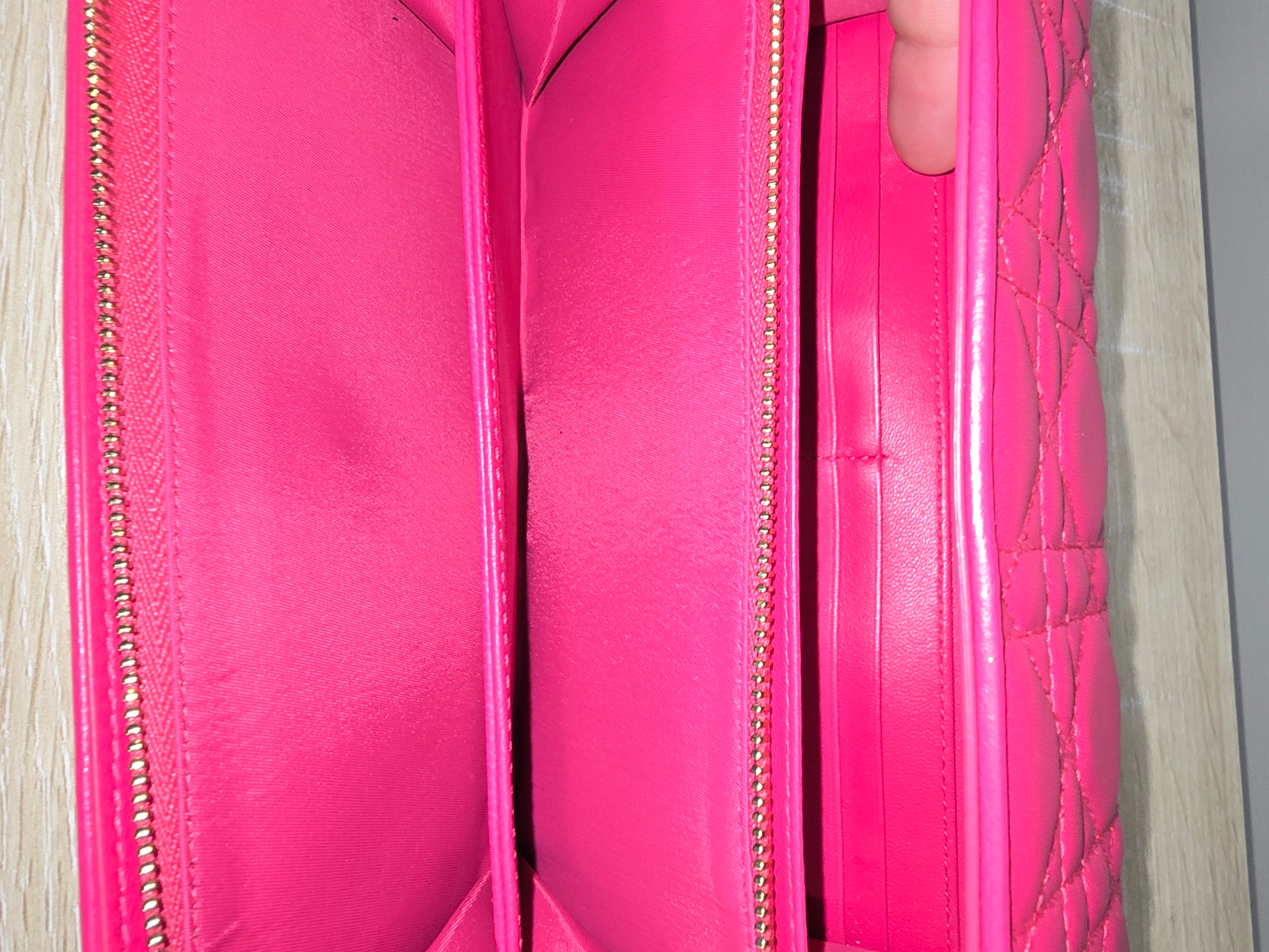 Christian Dior Miss Dior Wallet on Chain Fuchsia Cannage Quilted Leather