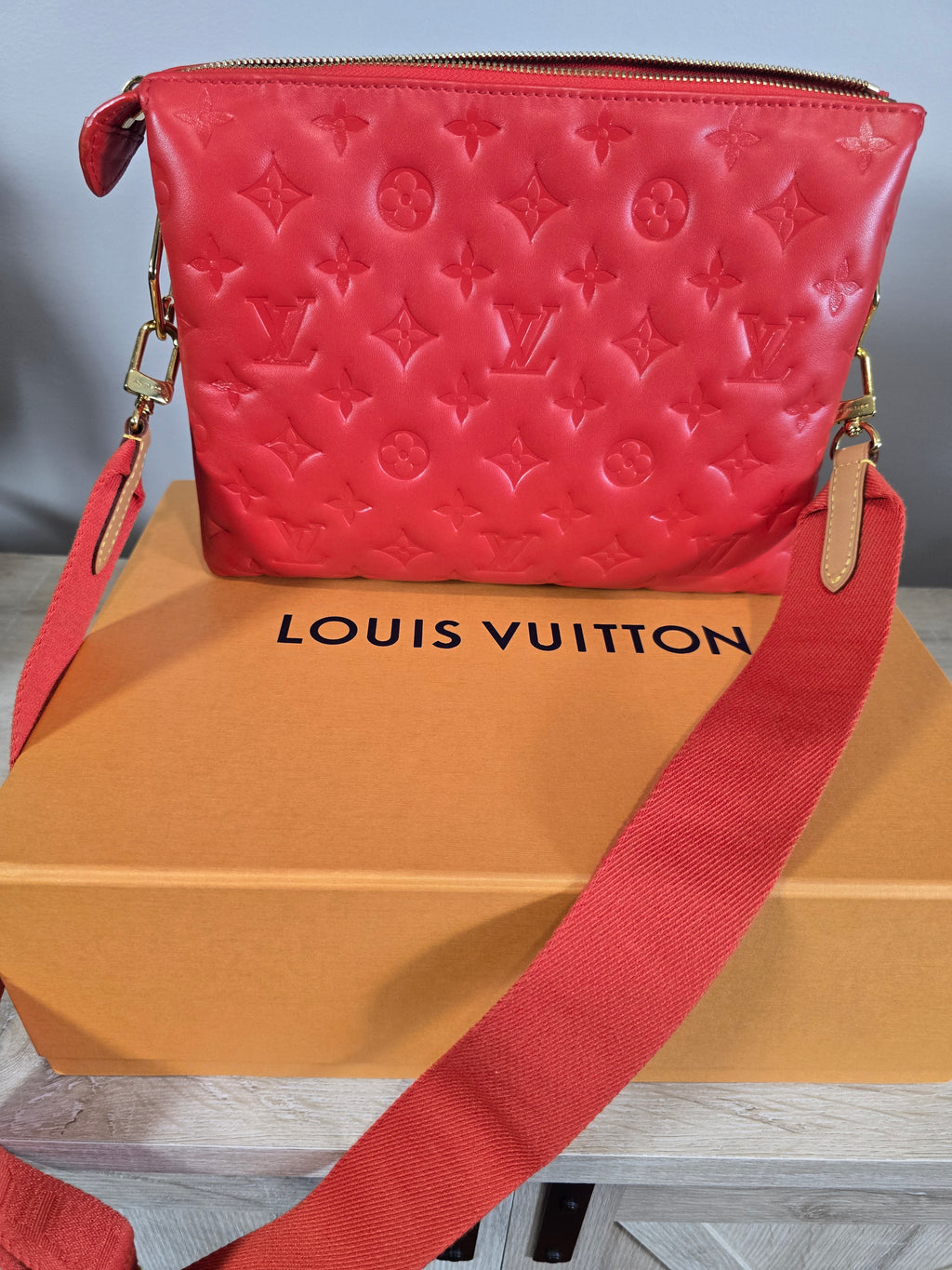 Louis Vuitton Coussin PM Embossed Lambskin Red