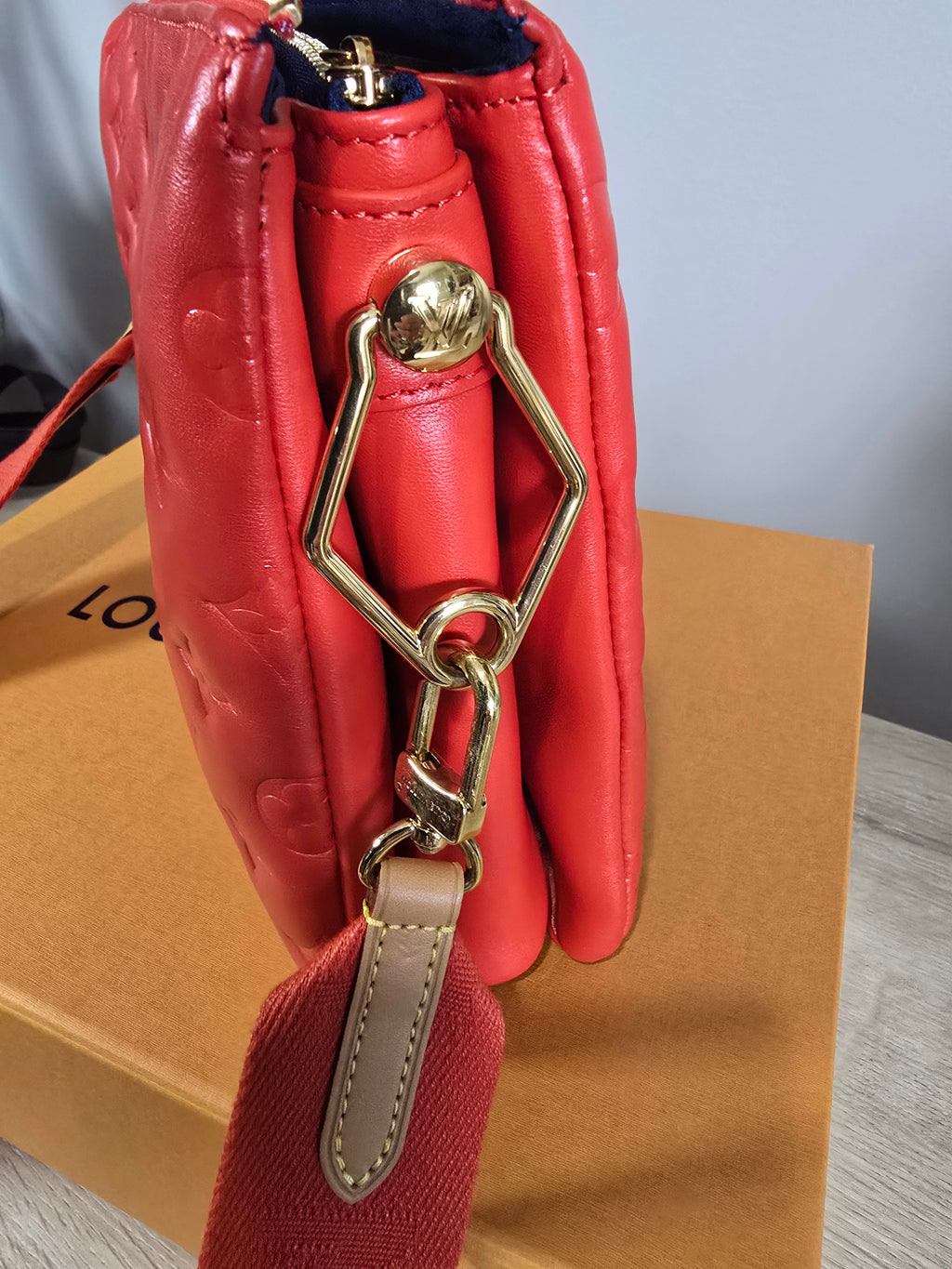Louis Vuitton Coussin PM Embossed Lambskin Red