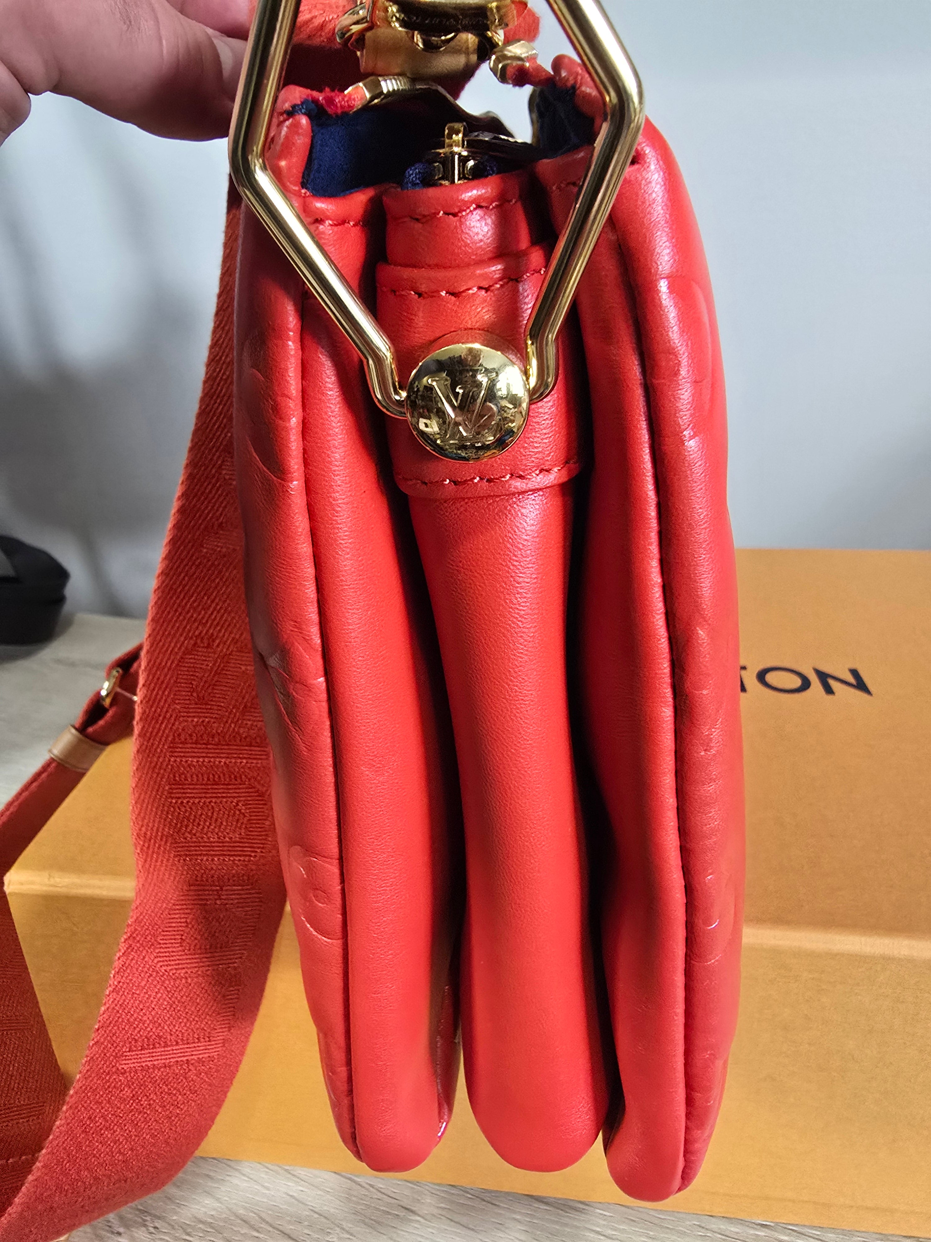Louis Vuitton Coussin PM Embossed Lambskin Red