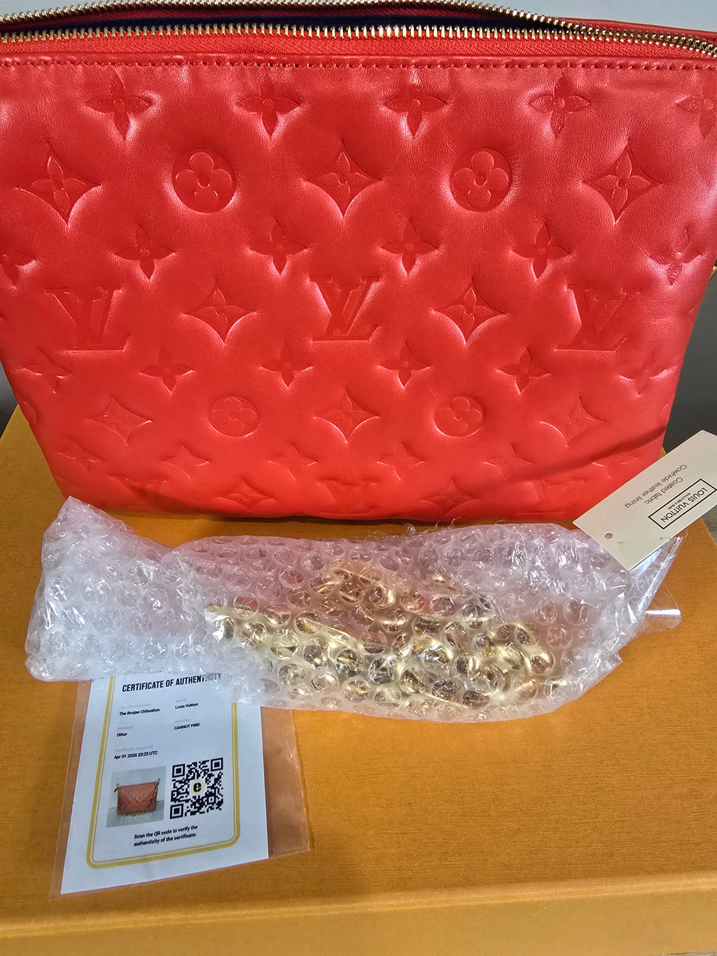 Louis Vuitton Coussin PM Embossed Lambskin Red