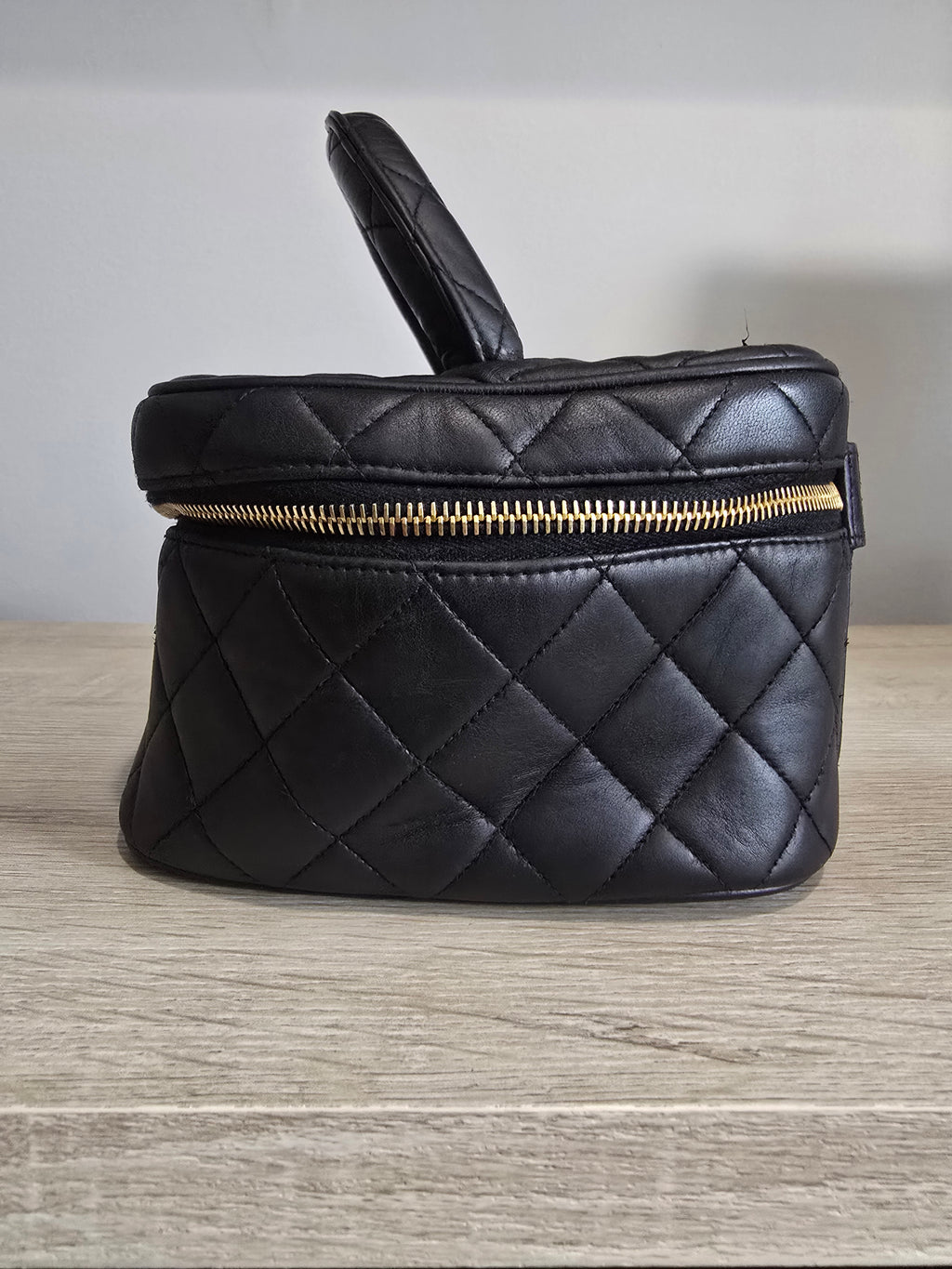 Chanel Vintage Vanity Bag Black Quilted Lambskin Gold Hardware