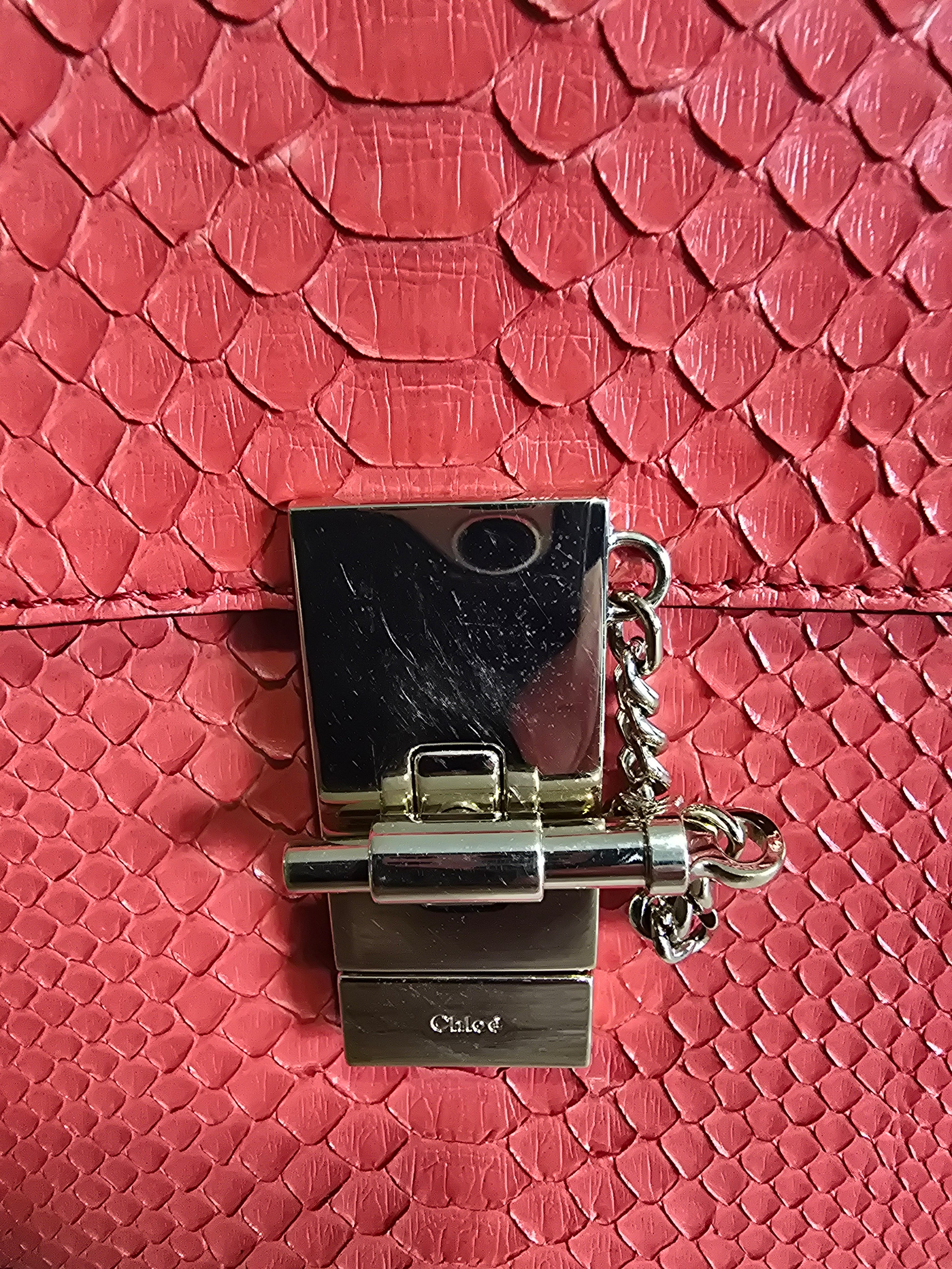 Chloé Drew Small Crossbody Bag Python Red Gold Hardware