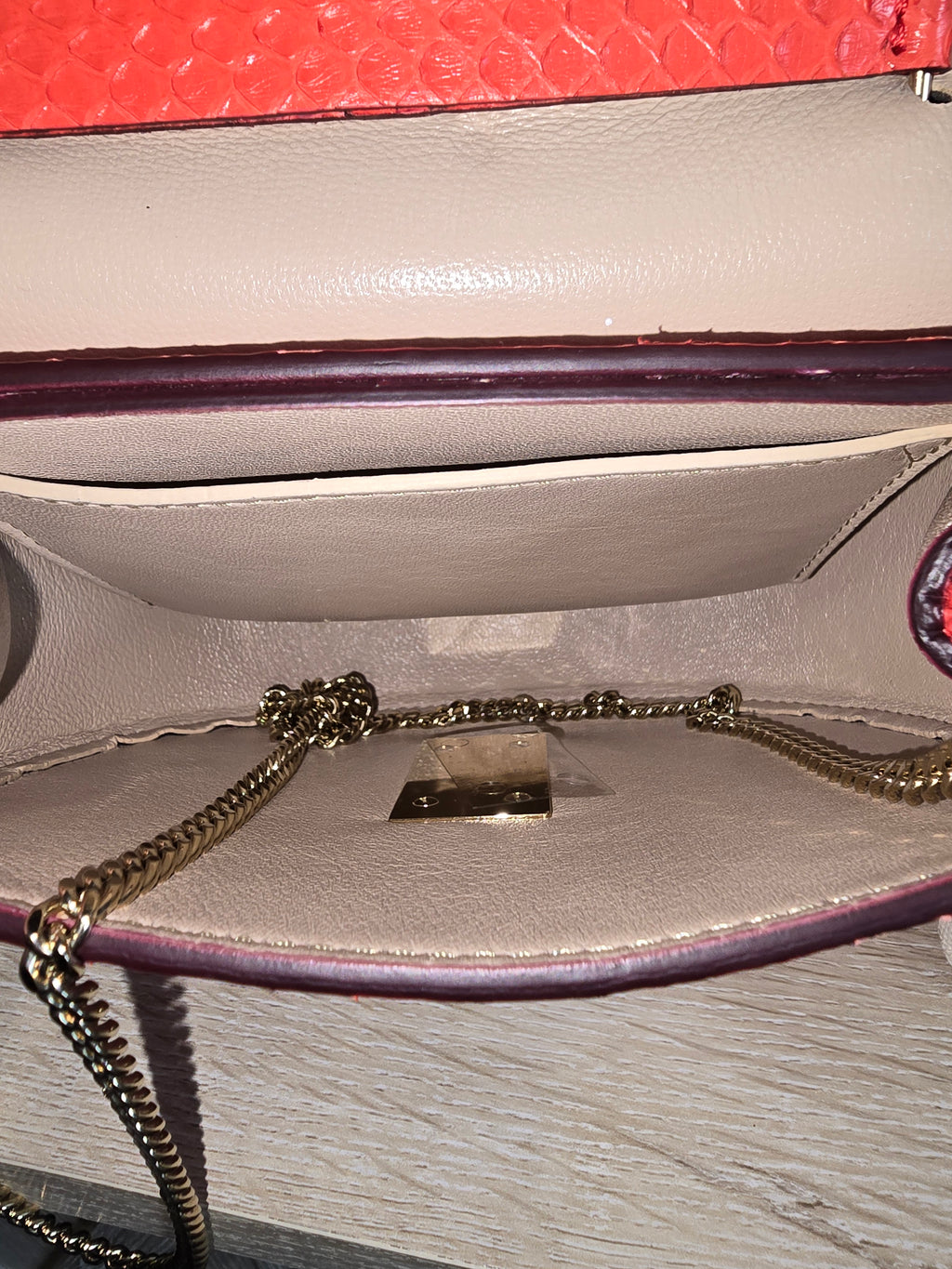 Chloé Drew Small Crossbody Bag Python Red Gold Hardware