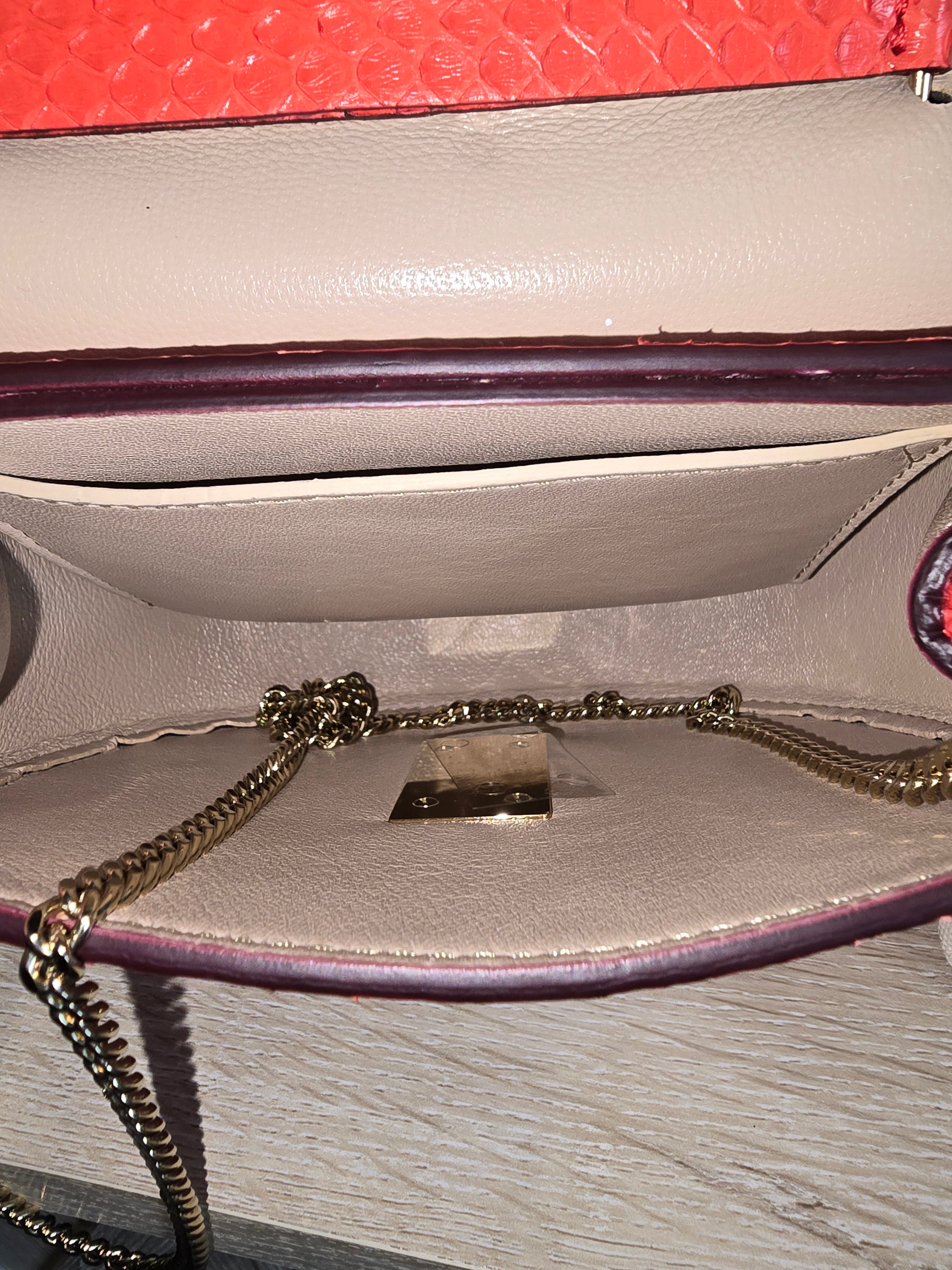 Chloé Drew Small Crossbody Bag Python Red Gold Hardware