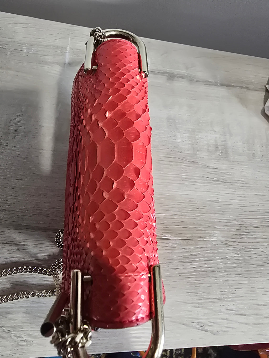 Chloé Drew Small Crossbody Bag Python Red Gold Hardware