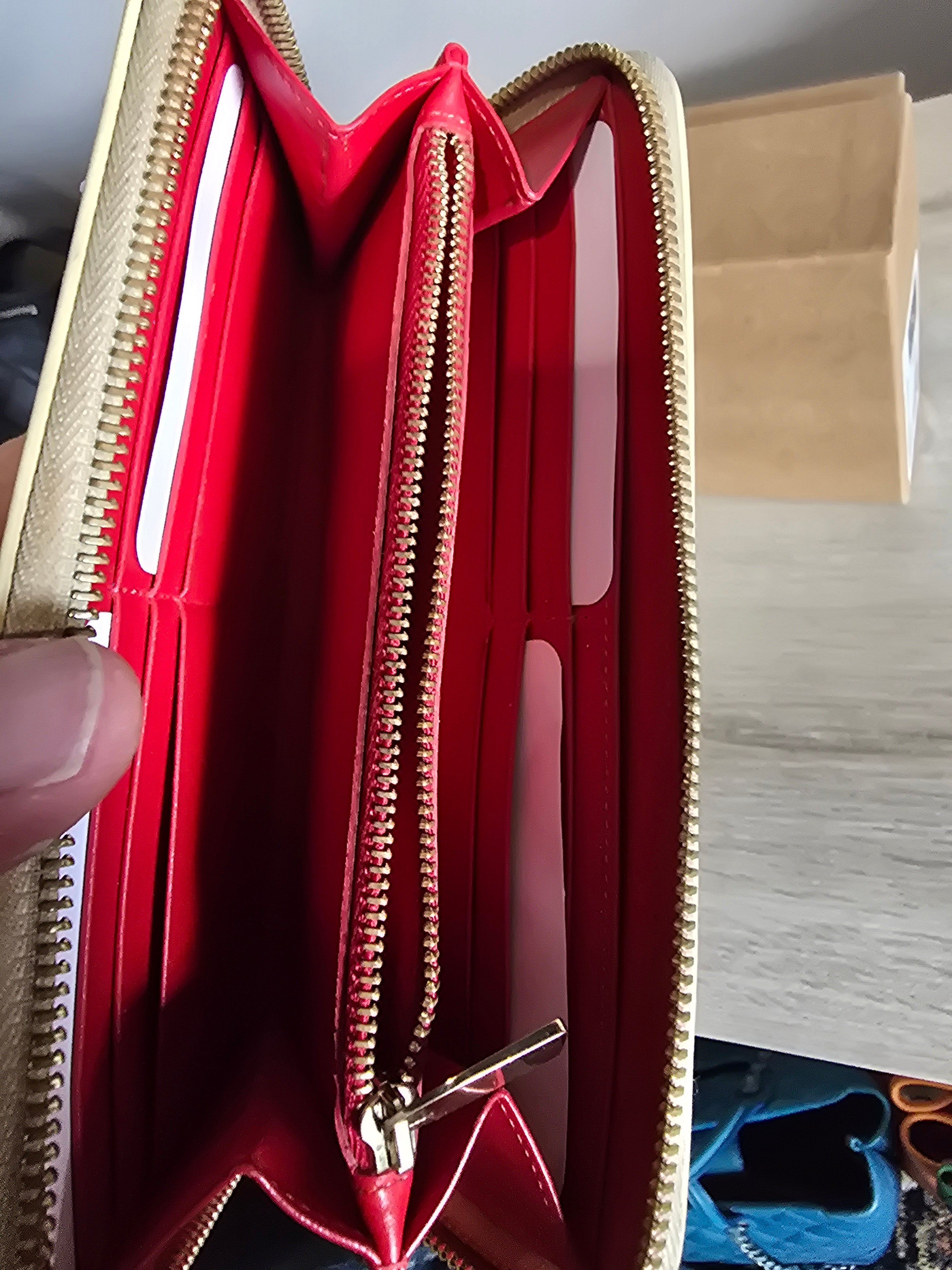 Christian Louboutin Panettone Off White Leather Zip Wallet Iridescent Studs