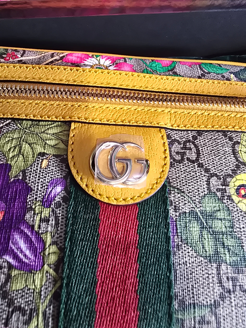 Gucci Floral GG Canvas Belt Bag Yellow Trim
