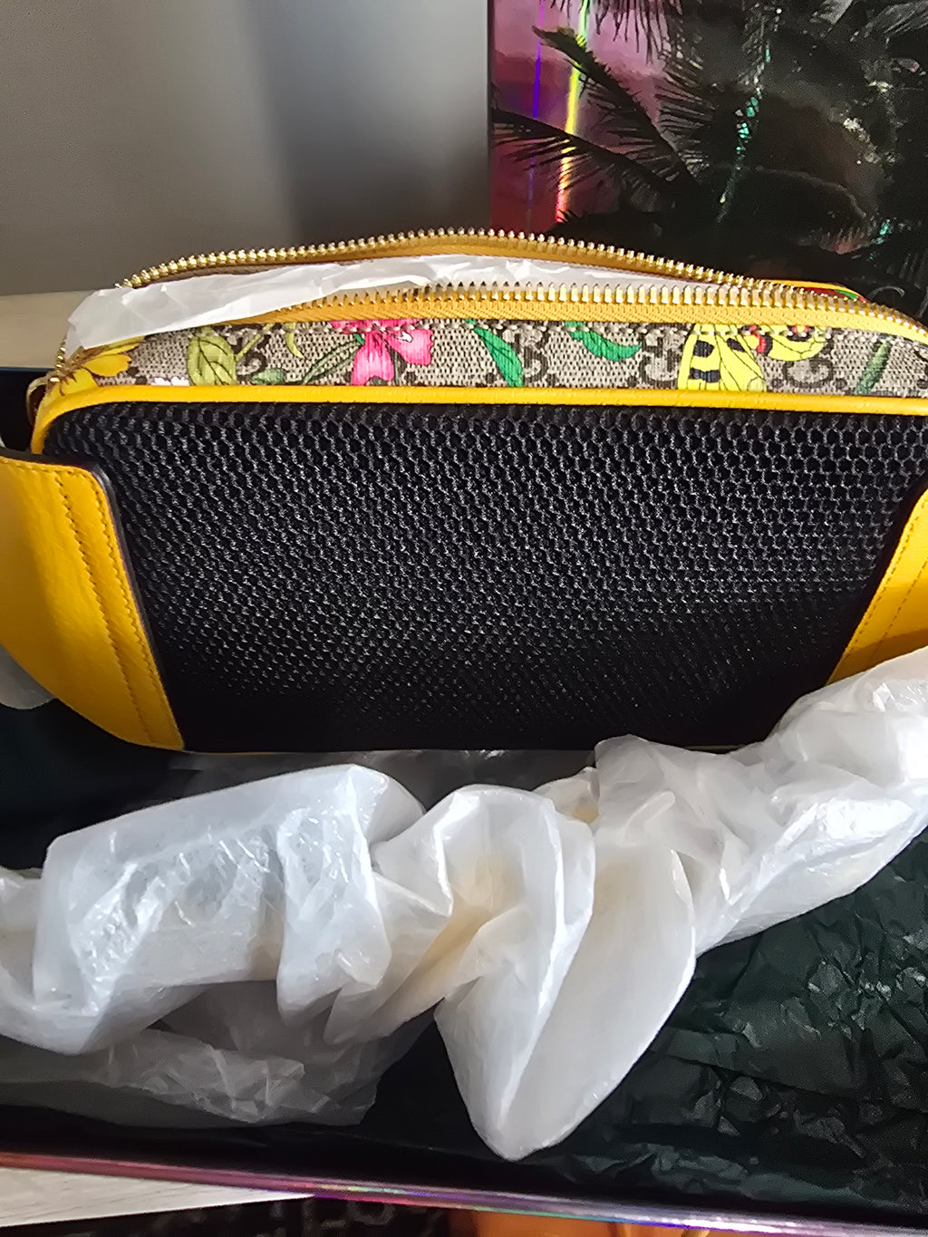 Gucci Floral GG Canvas Belt Bag Yellow Trim