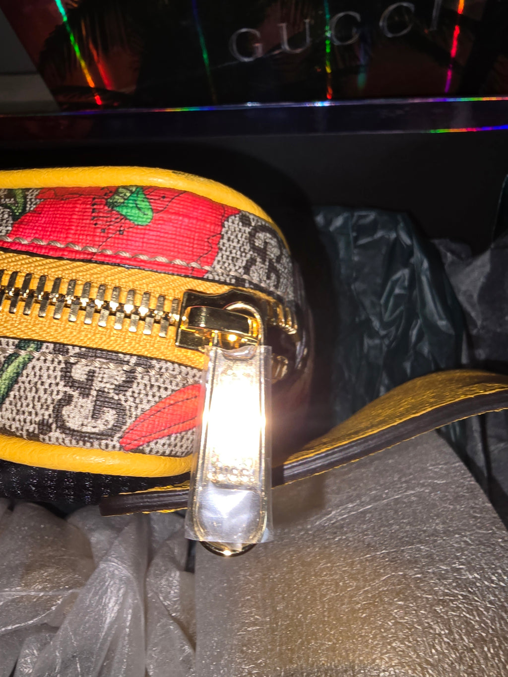 Gucci Floral GG Canvas Belt Bag Yellow Trim
