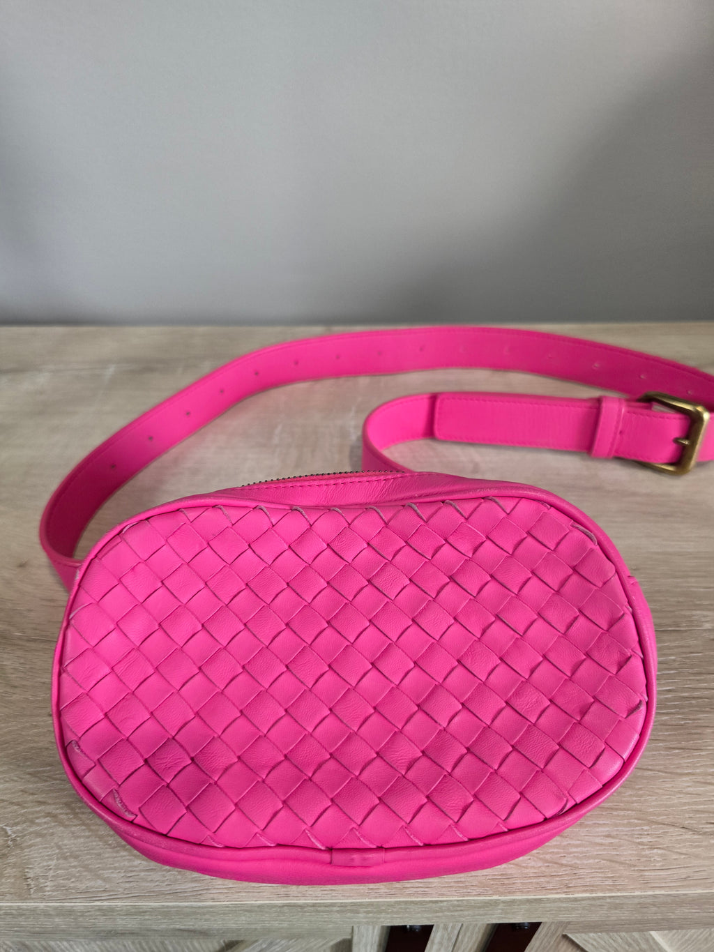 Bottega Veneta Nappa Intrecciato Belt Bag Pink