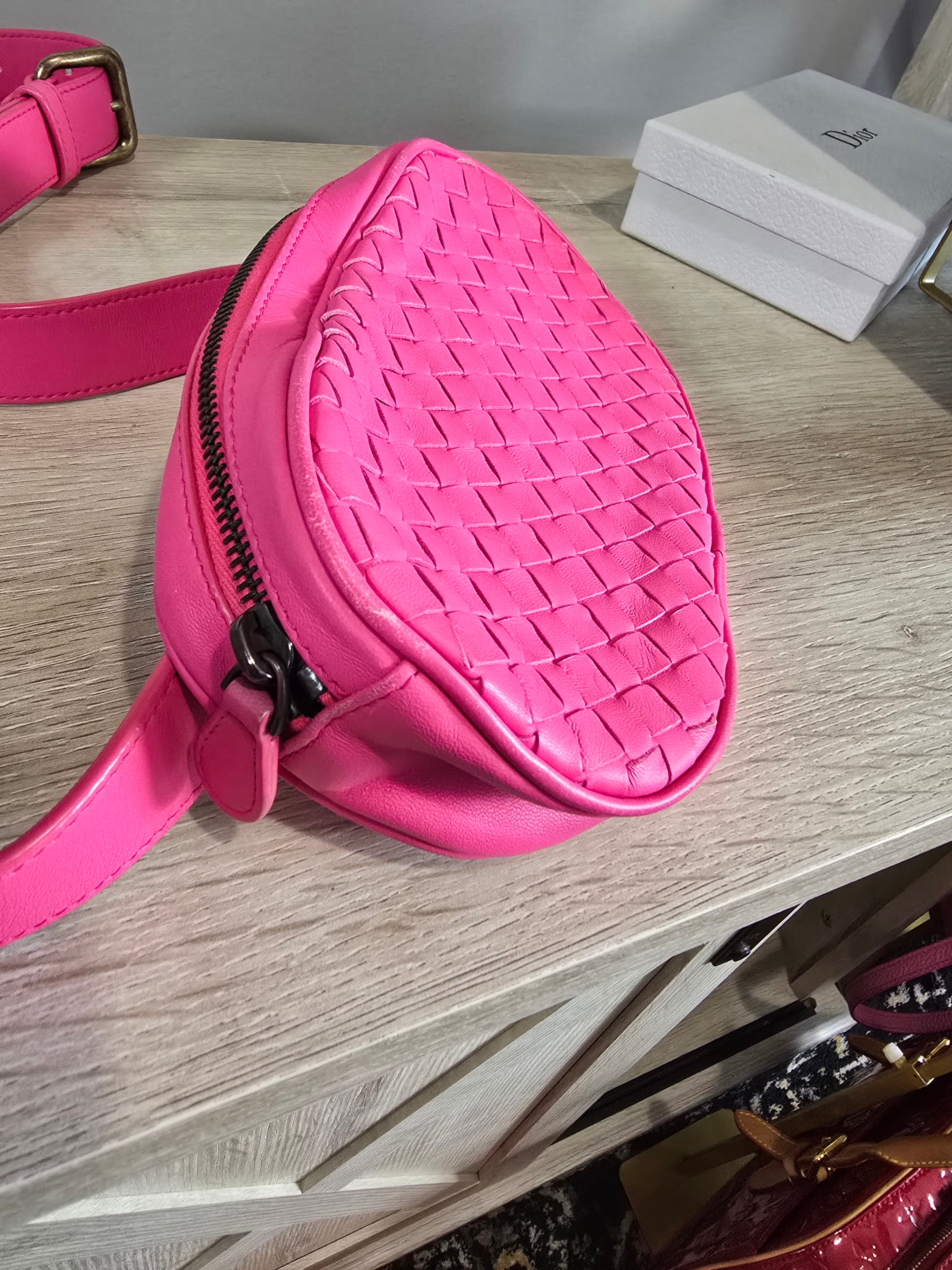 Bottega Veneta Nappa Intrecciato Belt Bag Pink