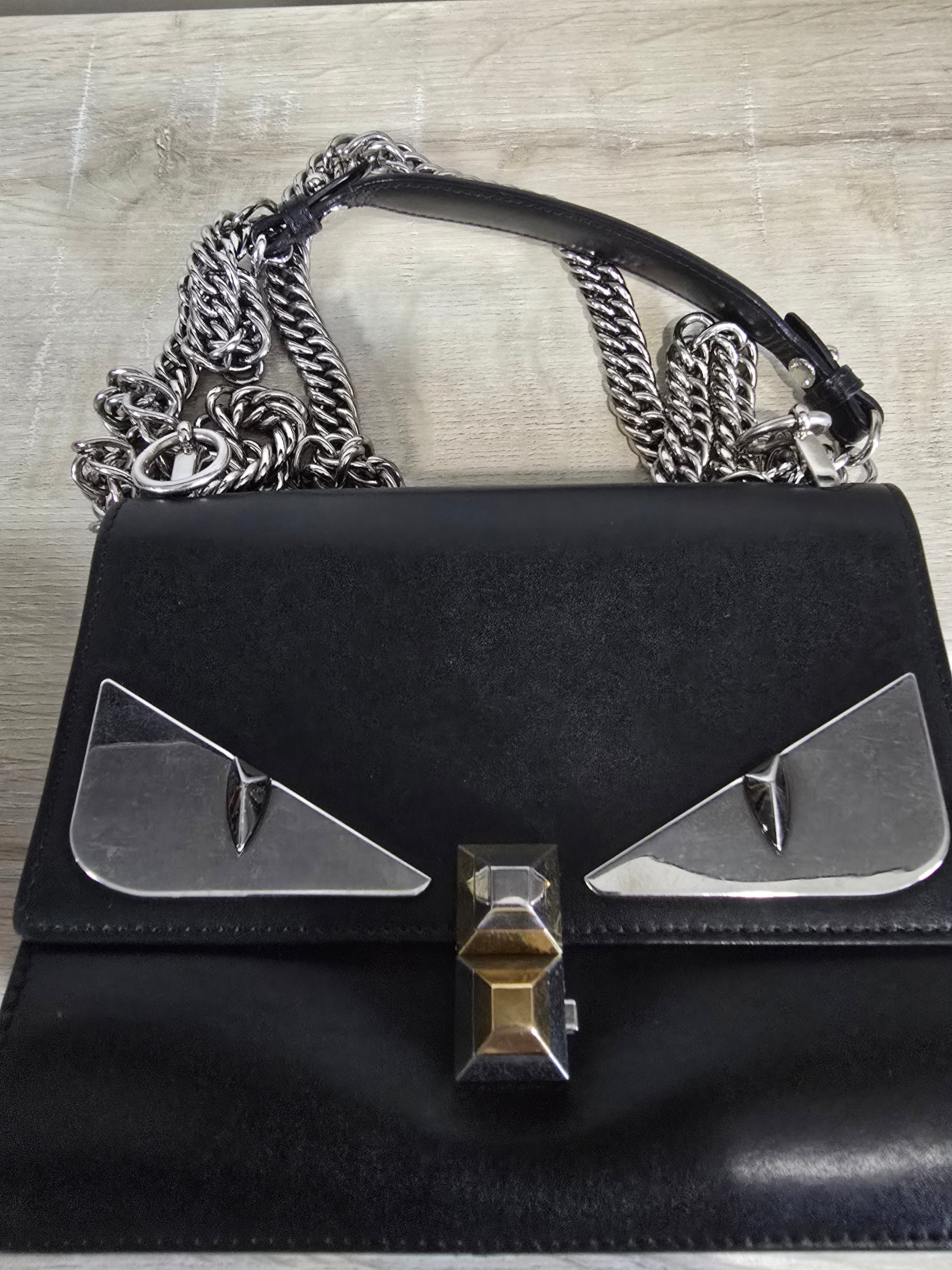 Fendi Kan I Monster Black Silver Hardware