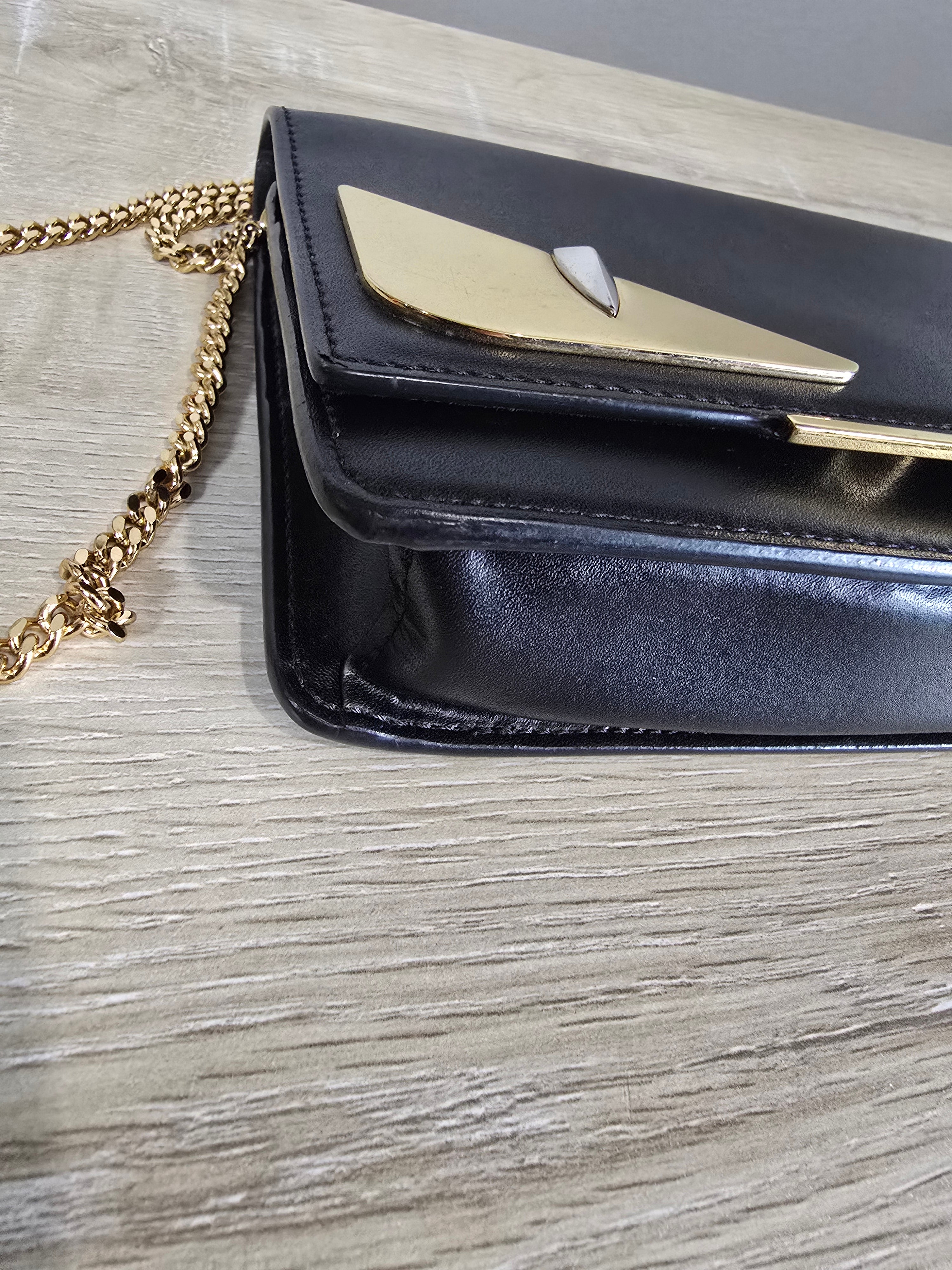 Fendi Eye Monster Tube Wallet on Chain Black Gold Hardware