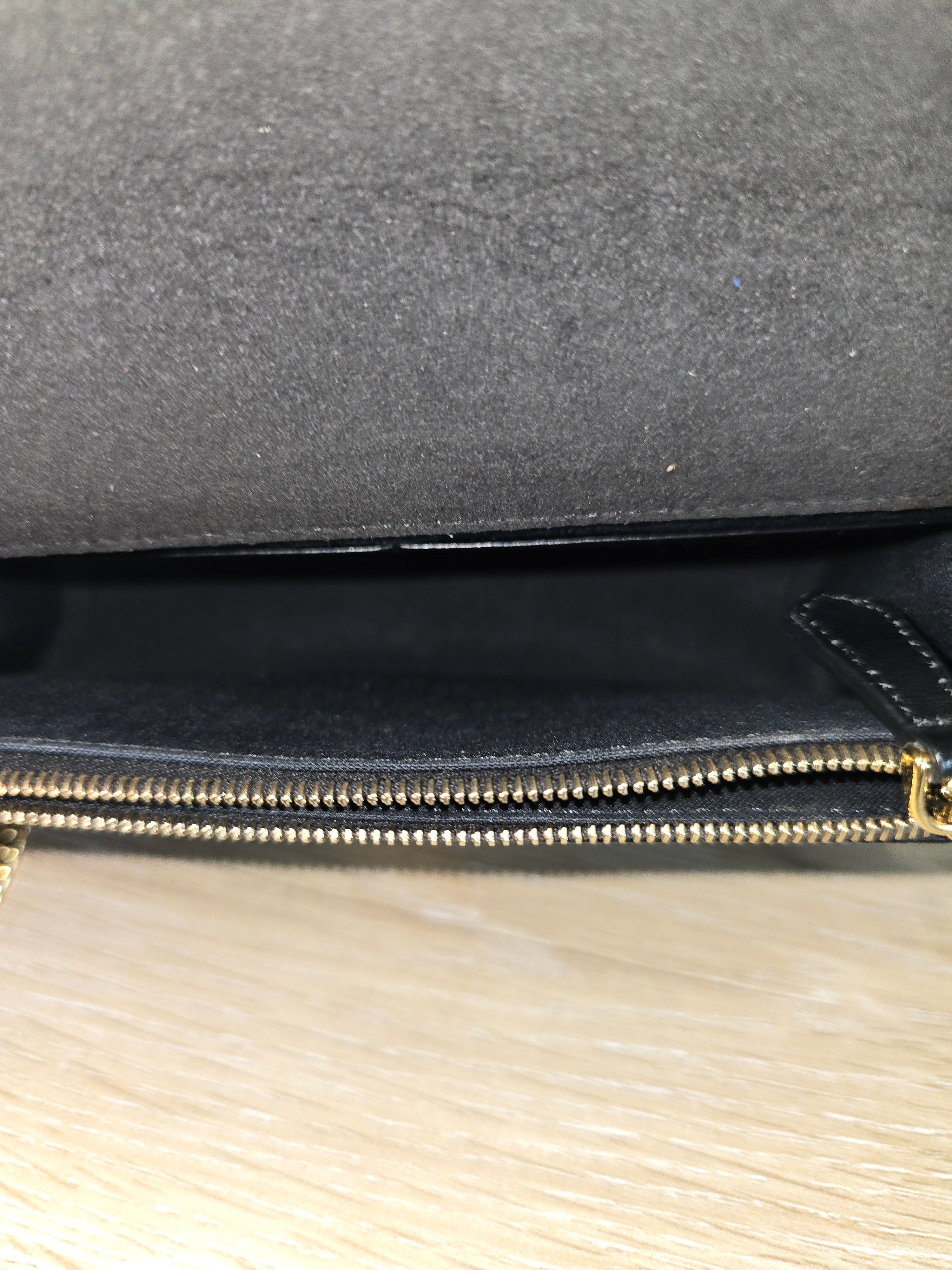 Fendi Eye Monster Tube Wallet on Chain Black Gold Hardware