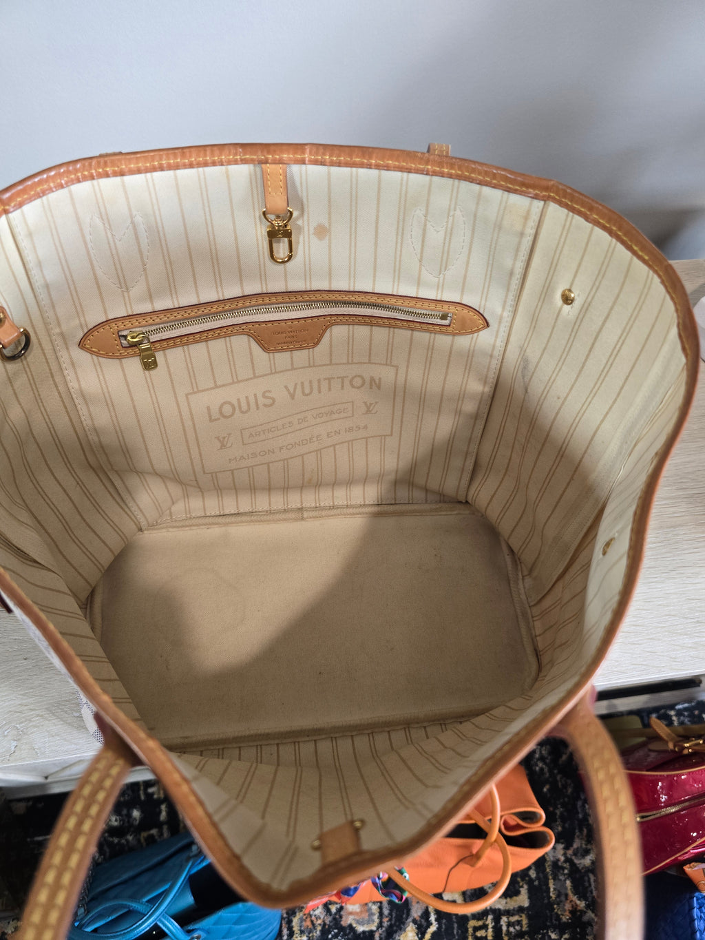 Louis Vuitton Damier Azur Neverfull MM with Pouch