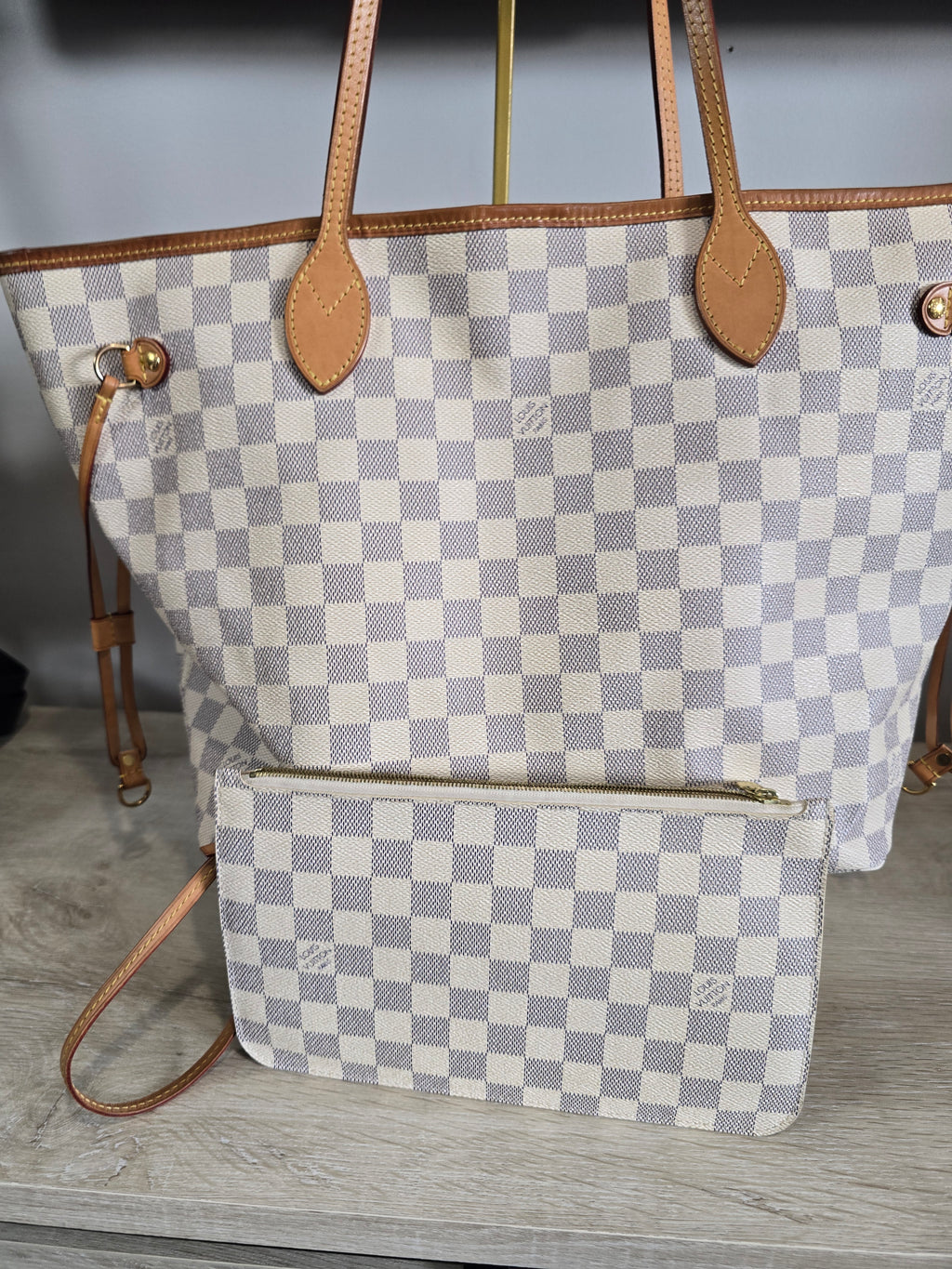 Louis Vuitton Damier Azur Neverfull MM with Pouch