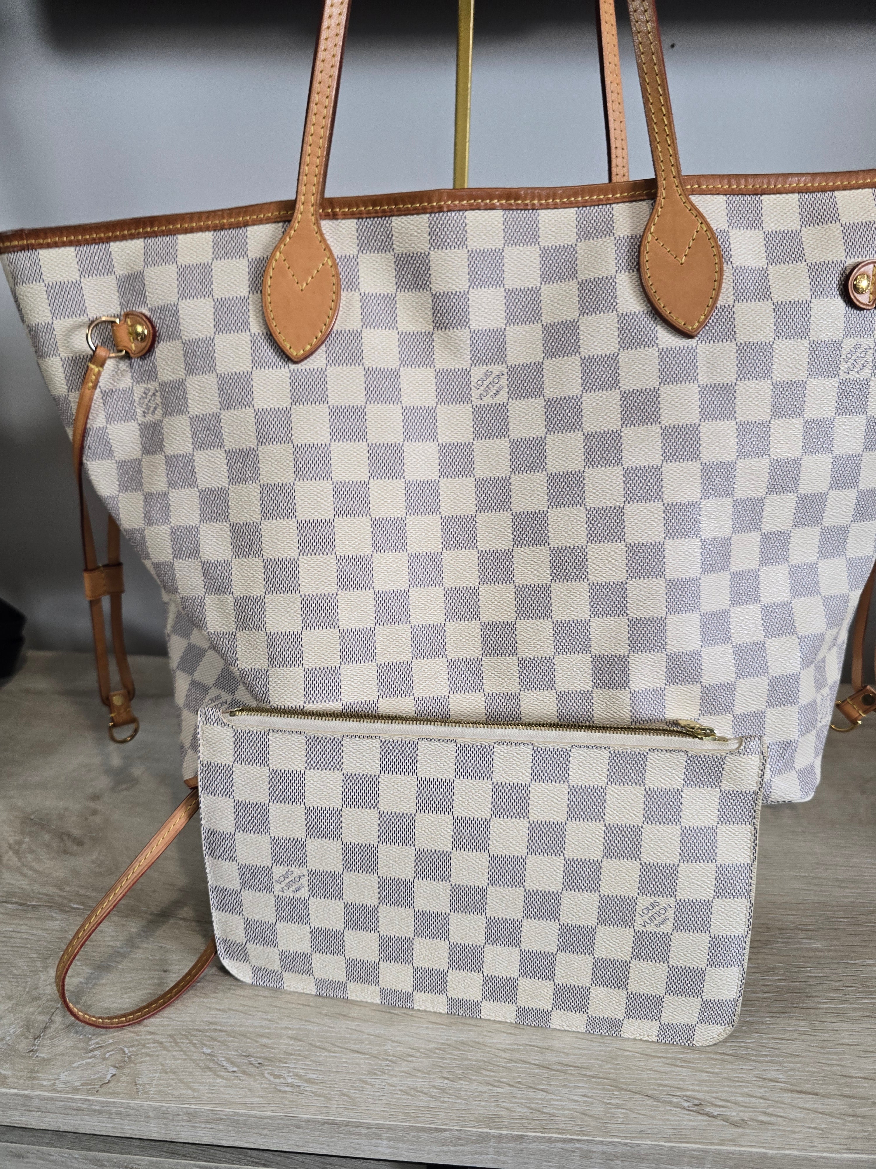 Louis Vuitton Damier Azur Neverfull MM with Pouch