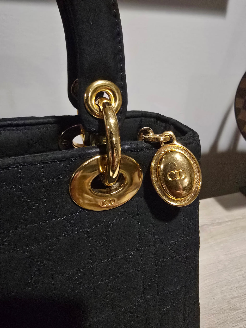 Christian Dior Lady Dior Small Black Canvas Gold Hardware