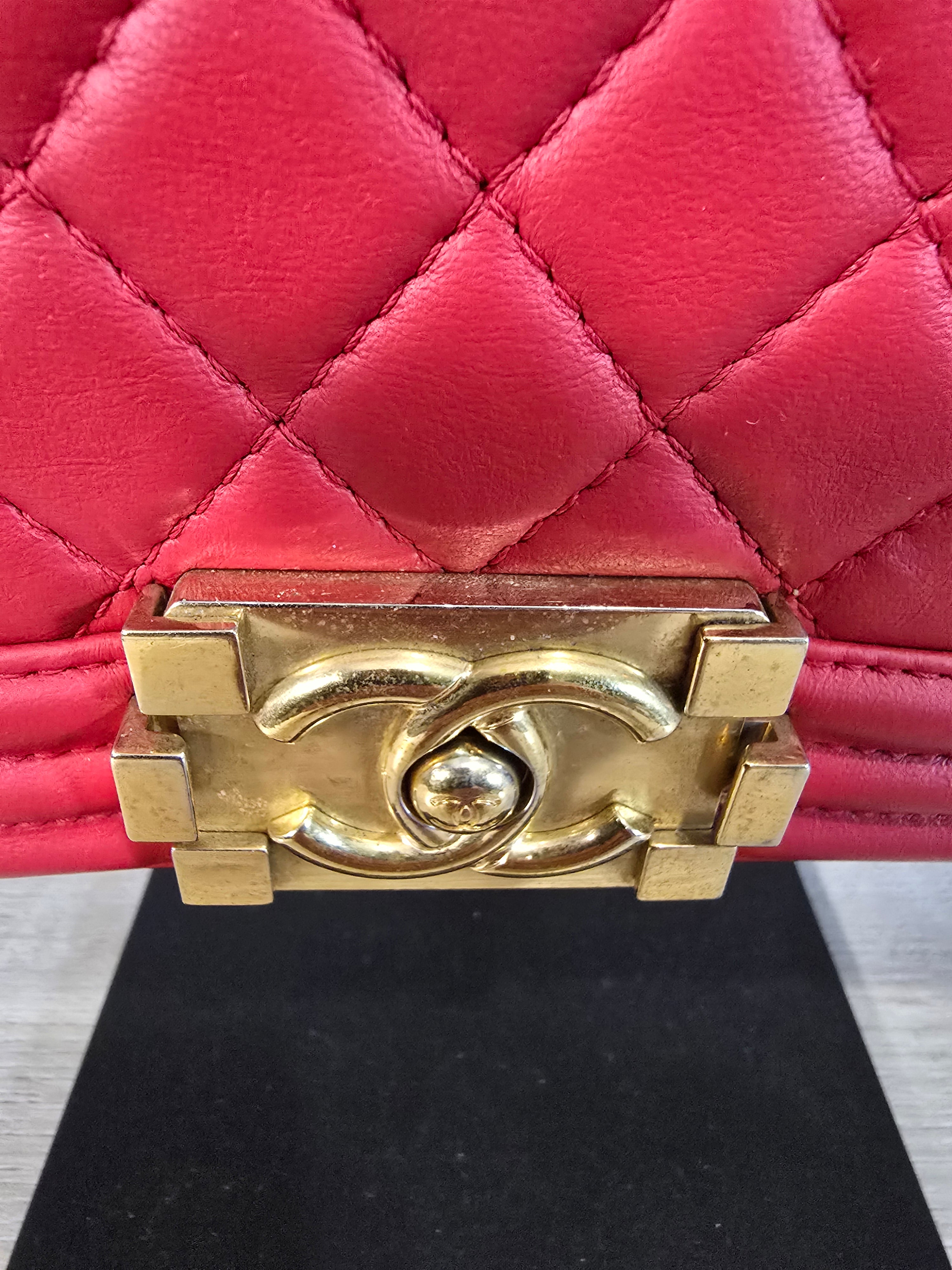 Chanel Caviar Quilted Medium Boy Bag Red Gold Hardware