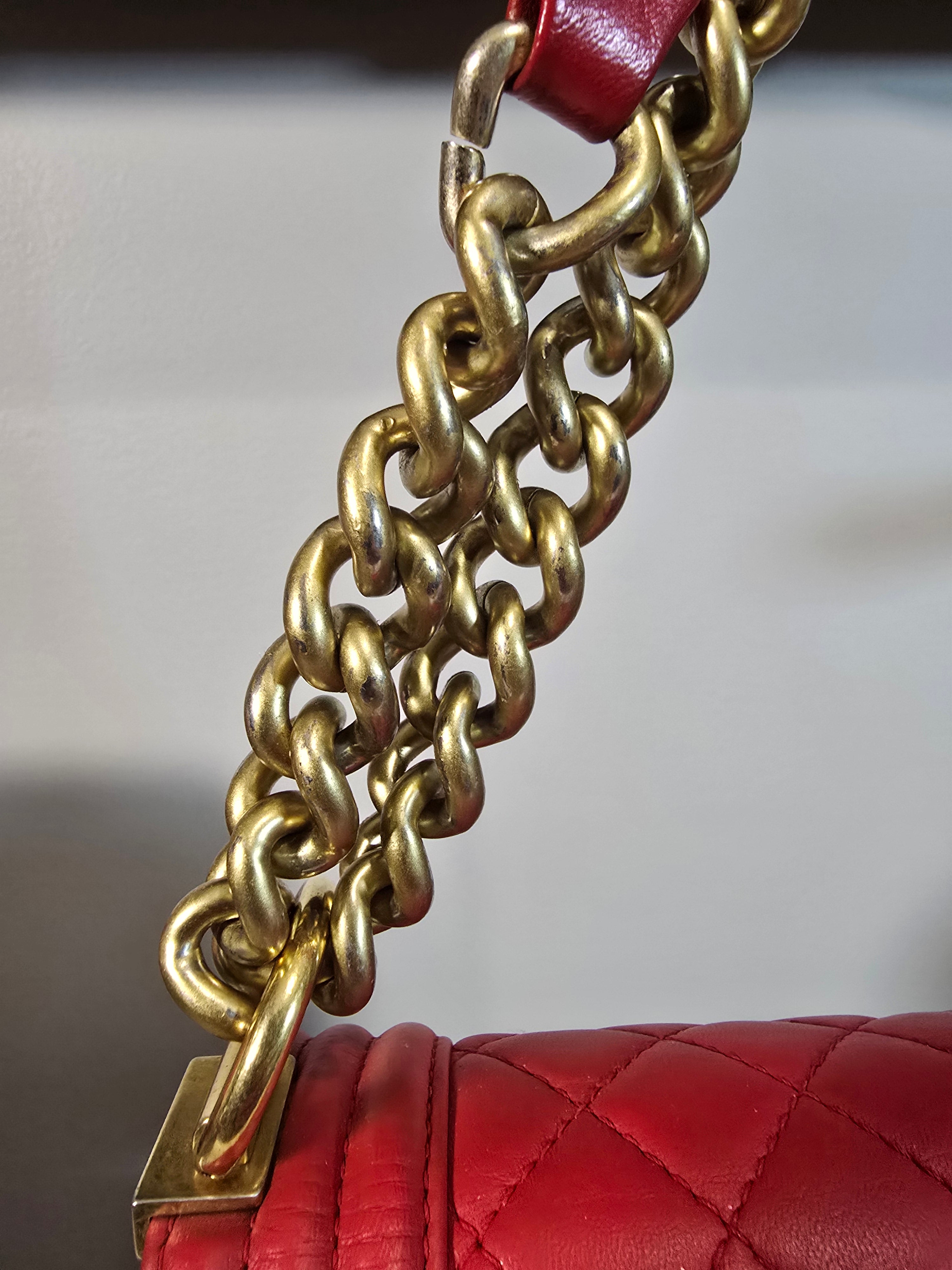 Chanel Caviar Quilted Medium Boy Bag Red Gold Hardware