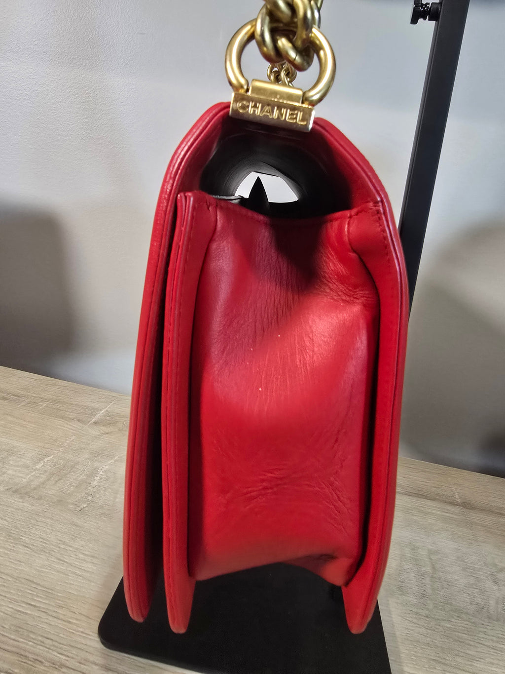 Chanel Caviar Quilted Medium Boy Bag Red Gold Hardware