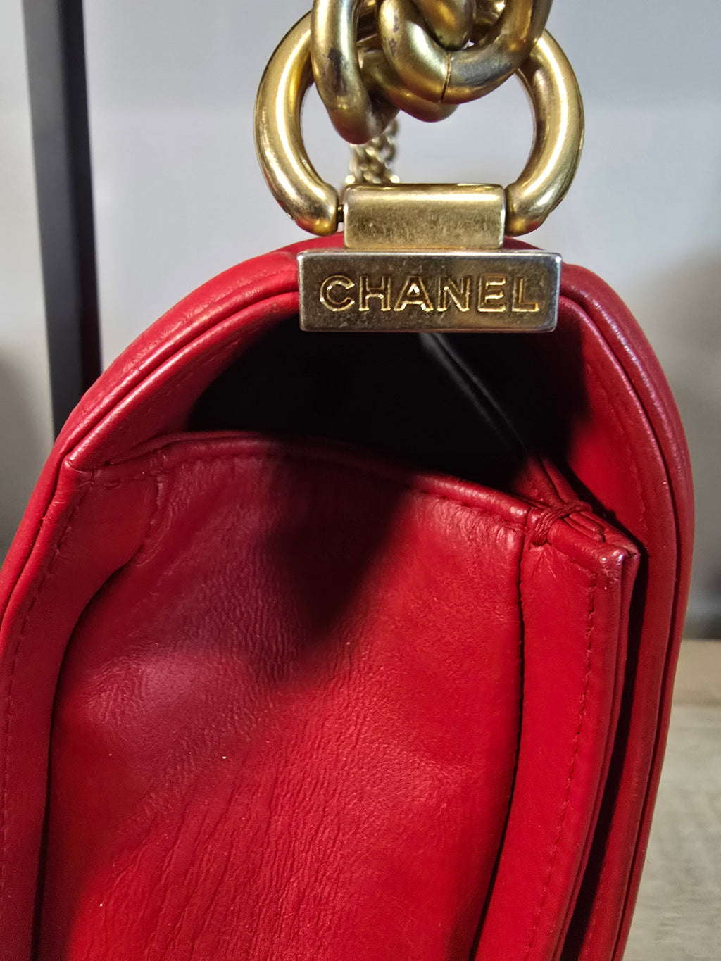 Chanel Caviar Quilted Medium Boy Bag Red Gold Hardware