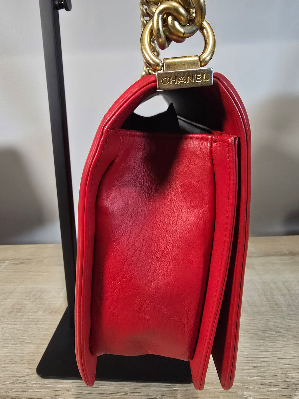 Chanel Caviar Quilted Medium Boy Bag Red Gold Hardware