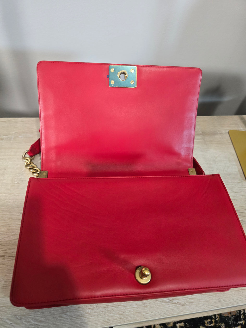 Chanel Caviar Quilted Medium Boy Bag Red Gold Hardware