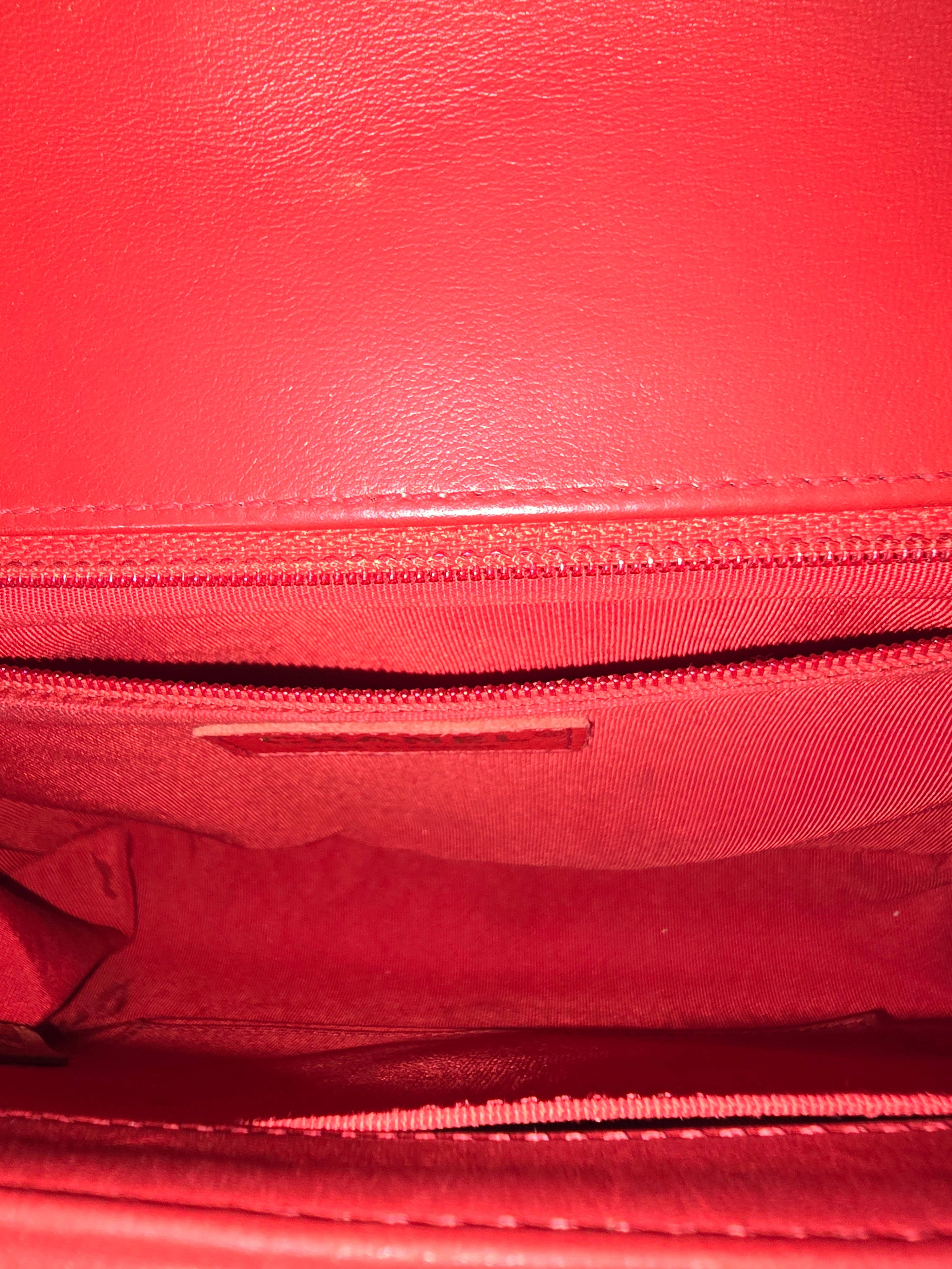 Chanel Caviar Quilted Medium Boy Bag Red Gold Hardware